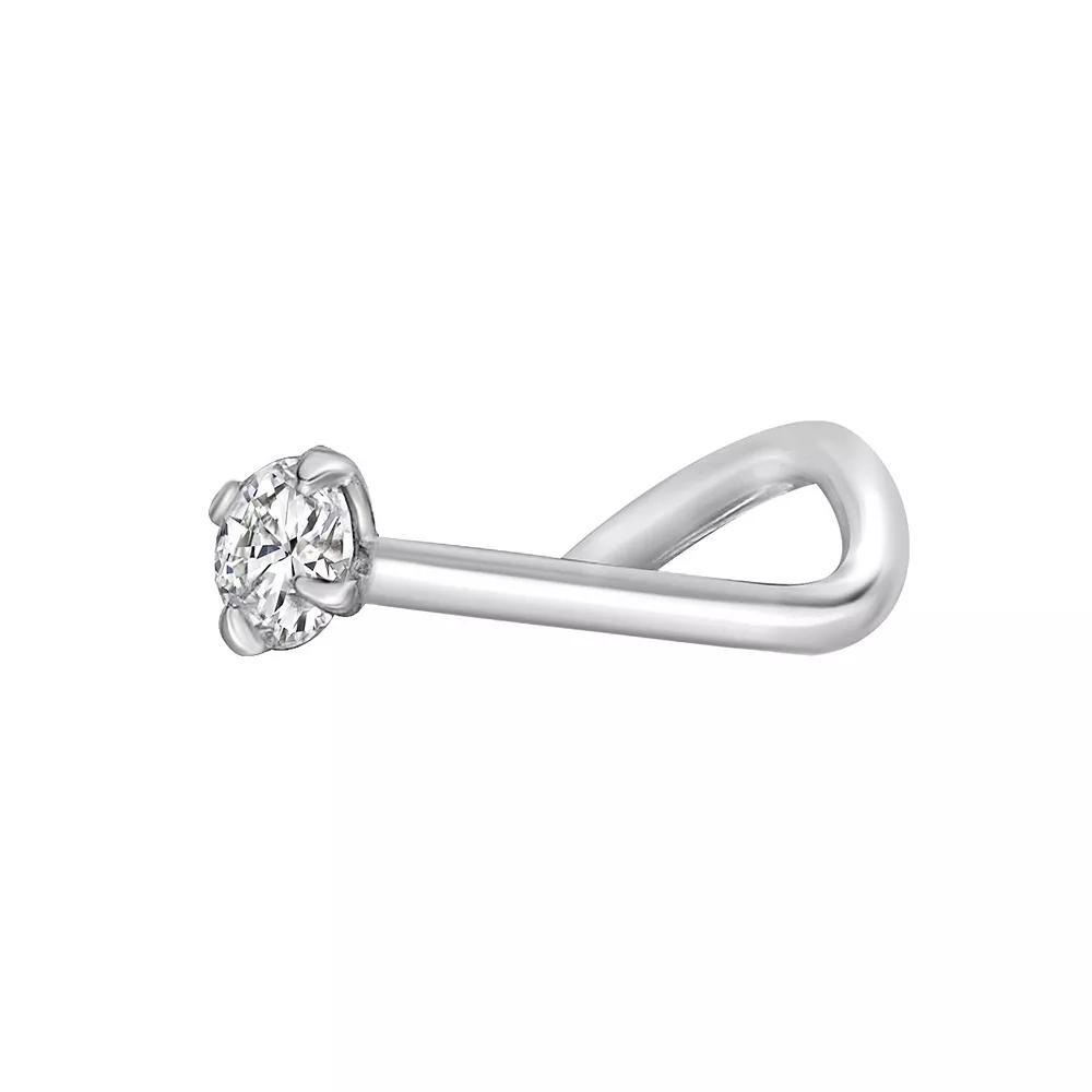 Lila Moon 14k Gold 2 mm Cubic Zirconia Curved Nose Stud, Women's, 14k White Gold Product Image