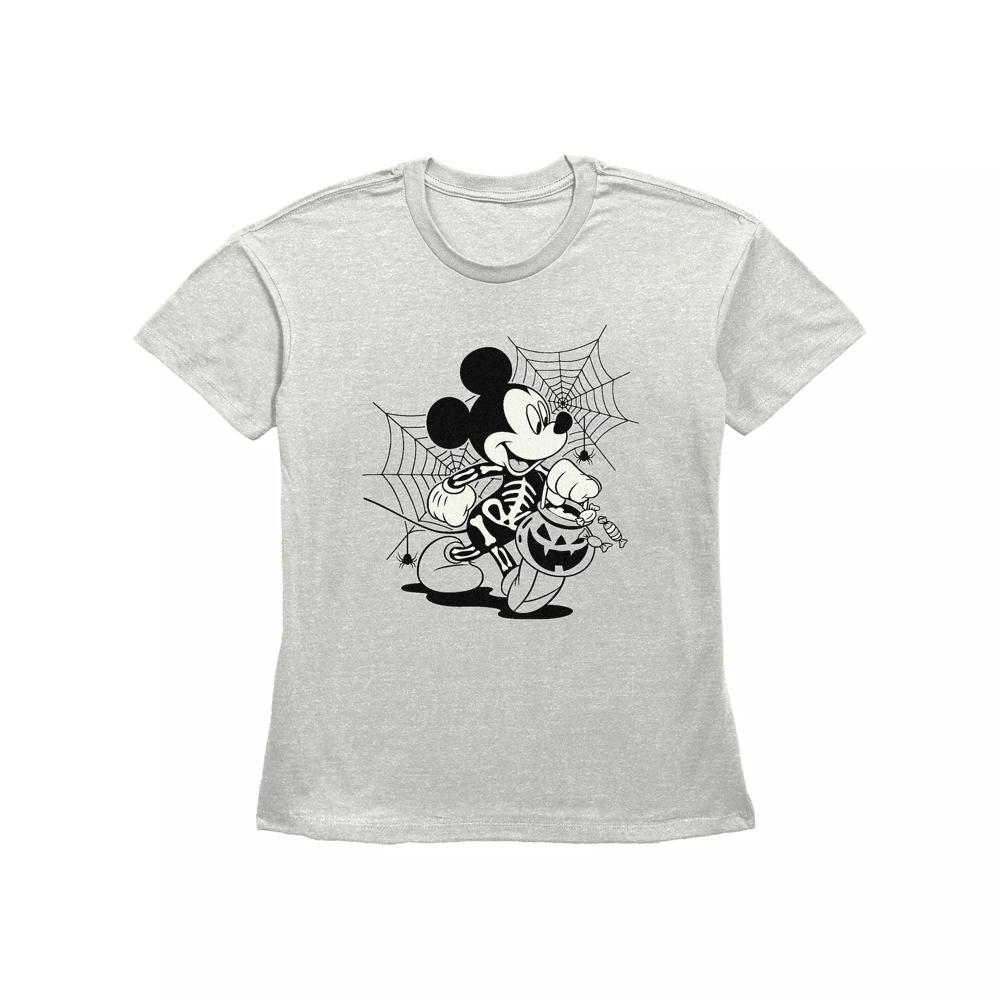 Disney's Mickey Mouse Skeleton Trick Or Treater Women's Graphic Tee, Size: XS, Oatmeal Product Image