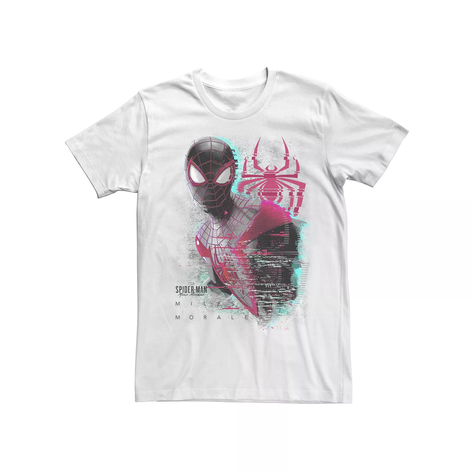 Men's Marvel Spider-Man: Miles Morales Glitched Out Portrait Tee, Size: Small, White Product Image