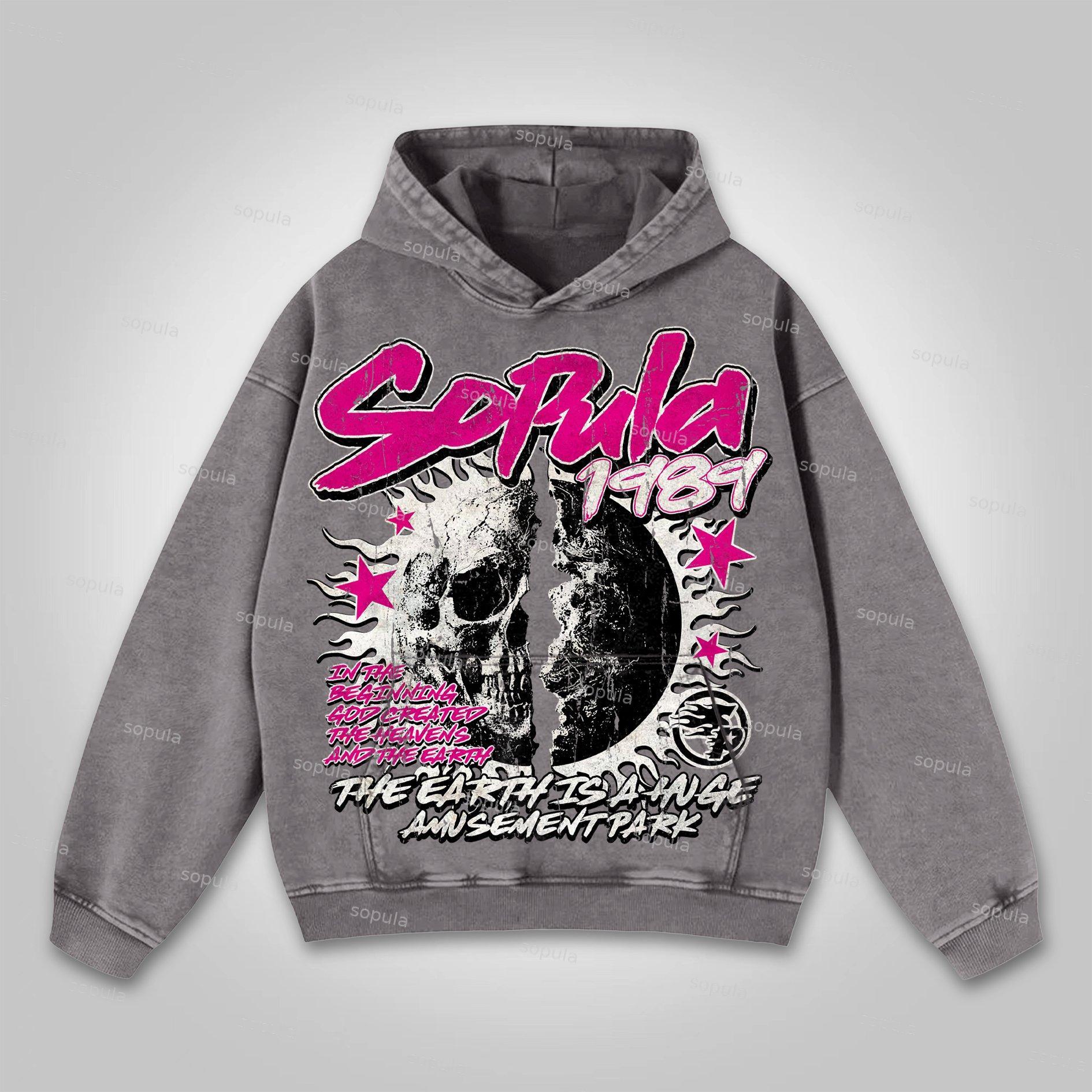Sopula Stay Raw Stay Real Cross Dirty Braid Graphic Washed Hoodie Product Image