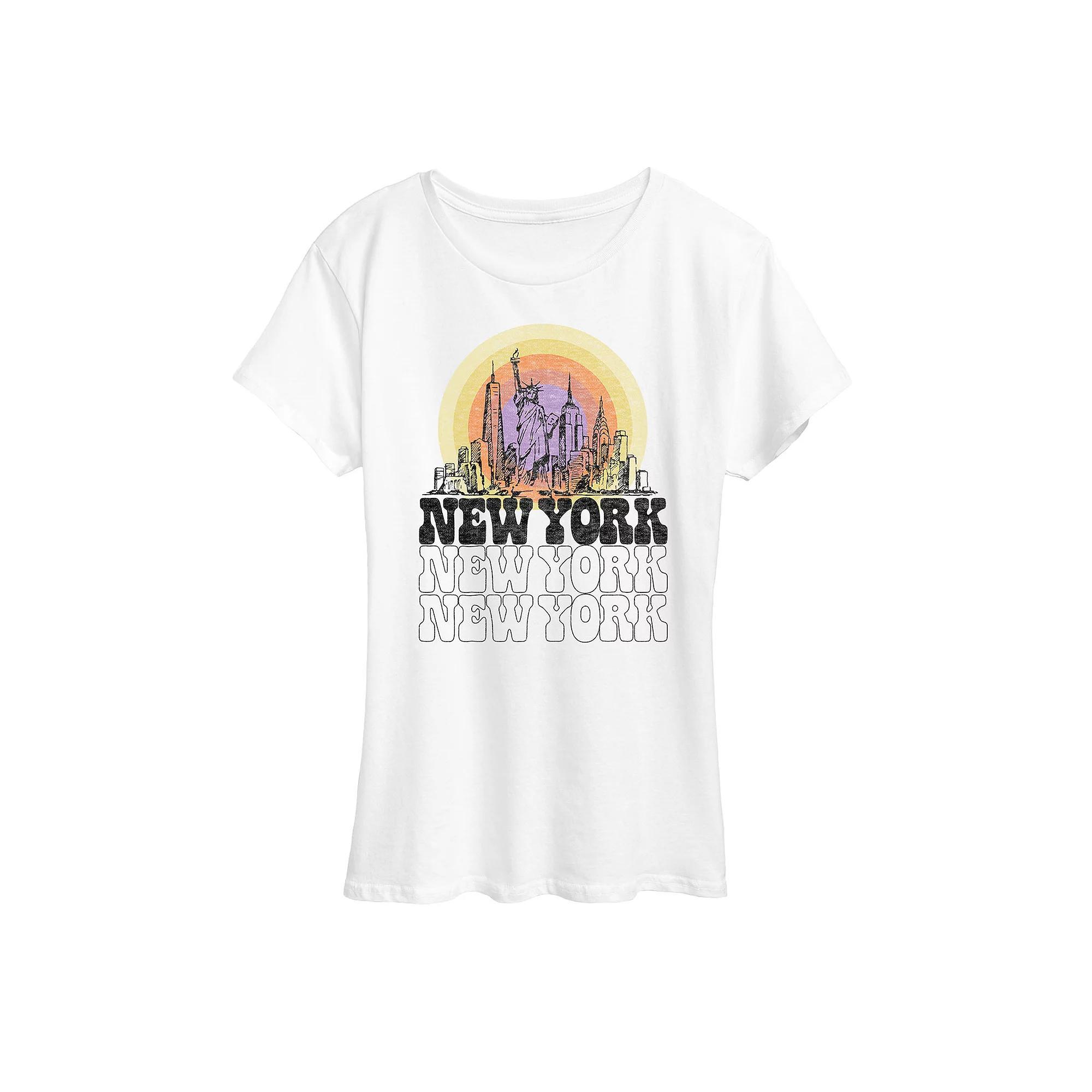 Womens New York Vintage Graphic Tee Grey Gray Product Image