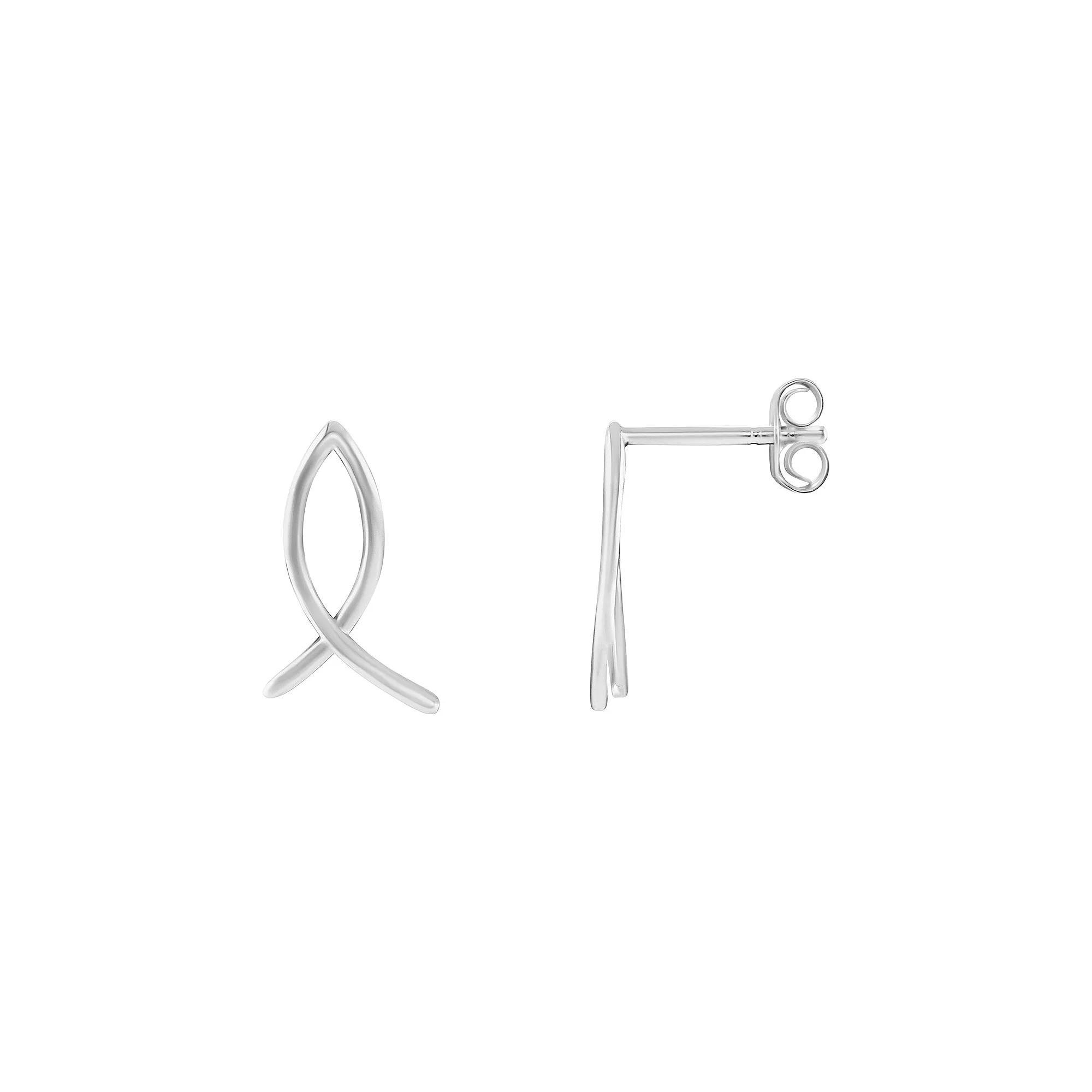 PRIMROSE Sterling Silver Polished Fish Stud Earrings, Women's Product Image