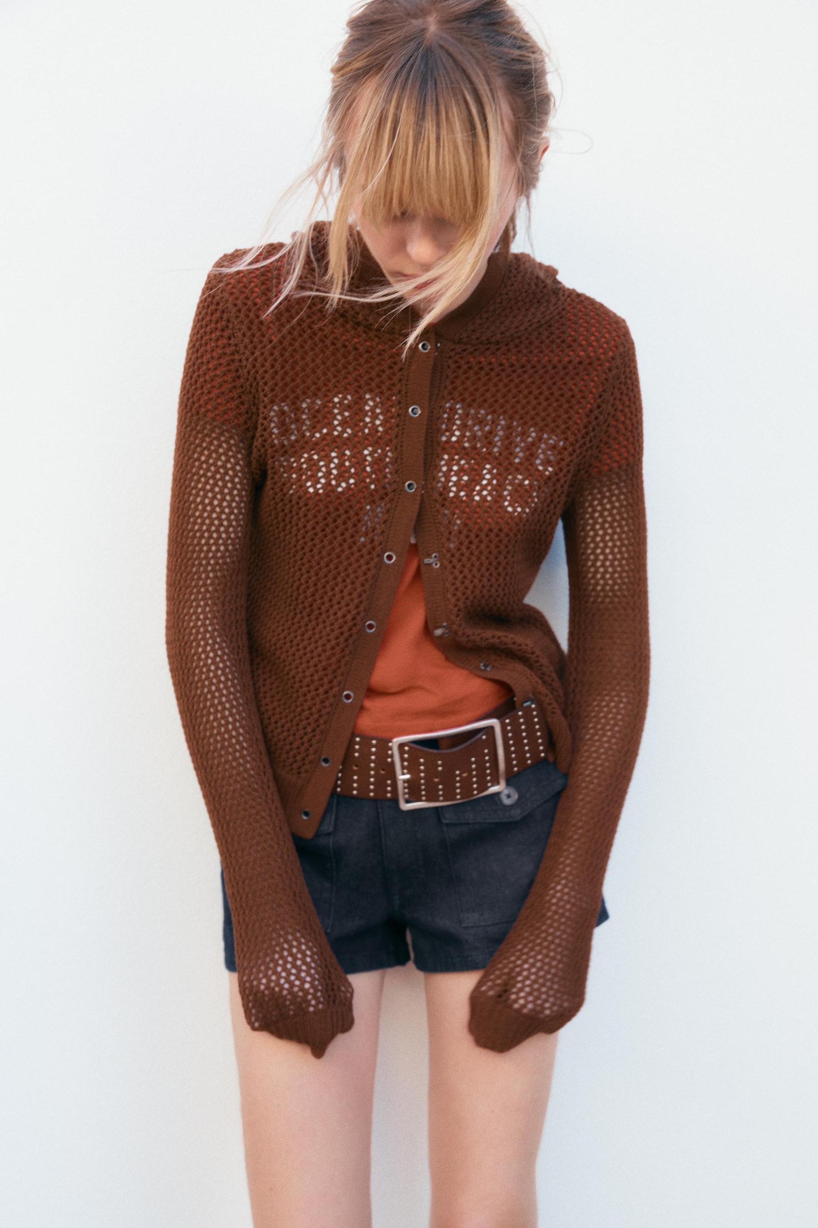 HOODED KNIT CARDIGAN Product Image
