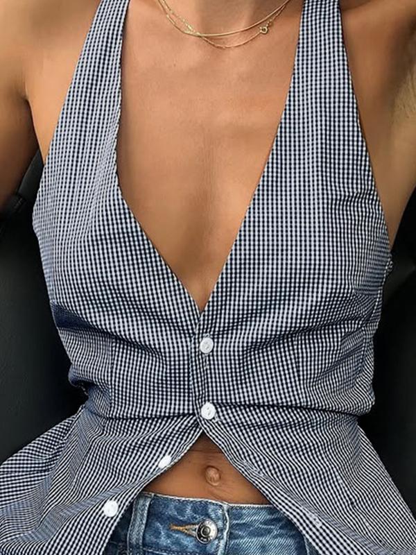 Tie Waist Slimming Halter Vest Product Image
