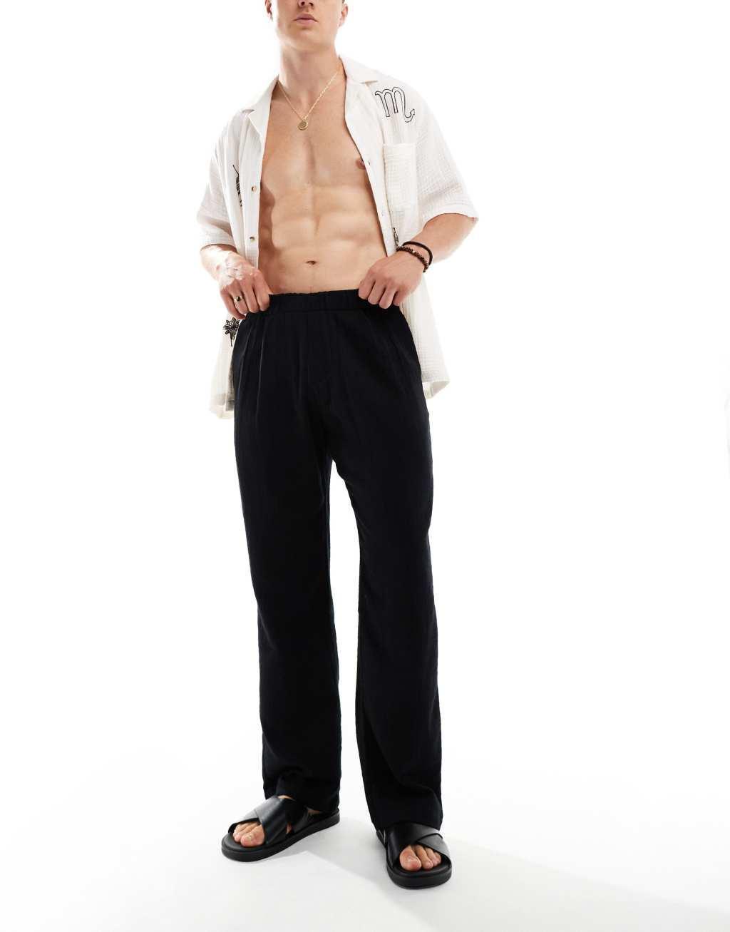 Bershka textured pants in black - part of a set Product Image