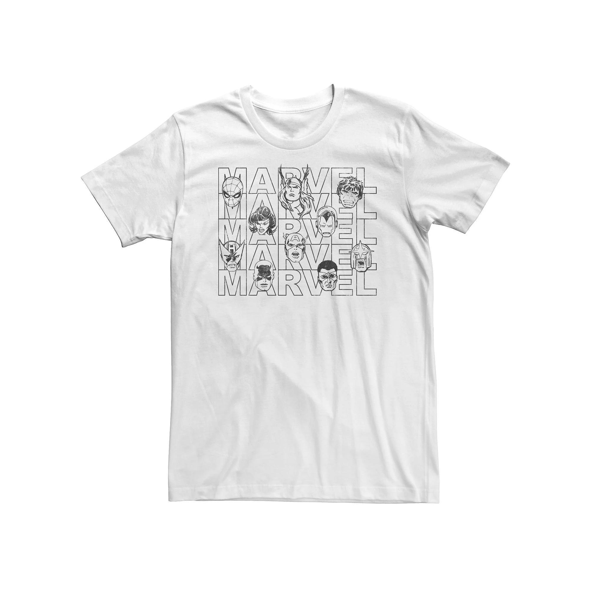 Big & Tall Marvel Character Gradient Line Art Text Tee, Men's, Size: 5XL, White Product Image