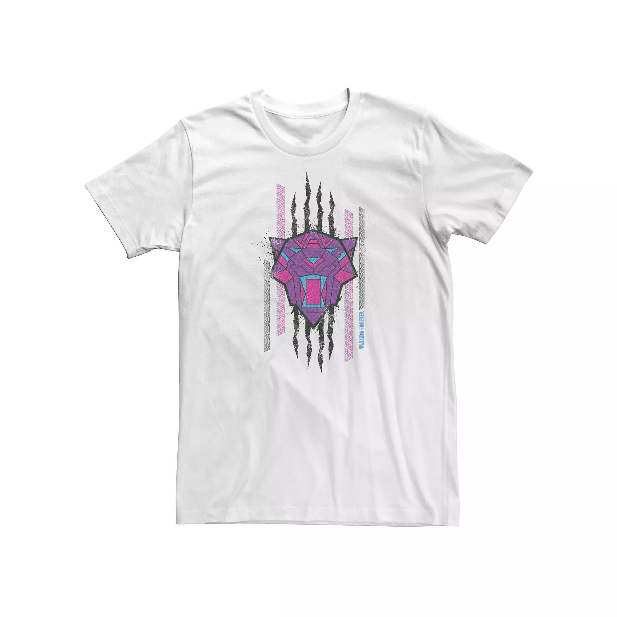 Big & Tall Marvel Wakanda Forever Geometric Black Panther Icon Scratch Tee, Men's, Size: 3XL, White Product Image