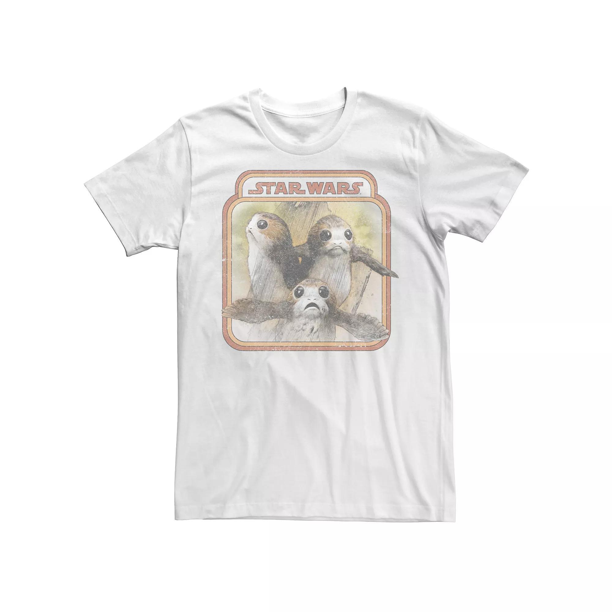 Men's Star Wars Last Jedi Porg Triplets Retro Box Tee, Size: Small, Natural Product Image