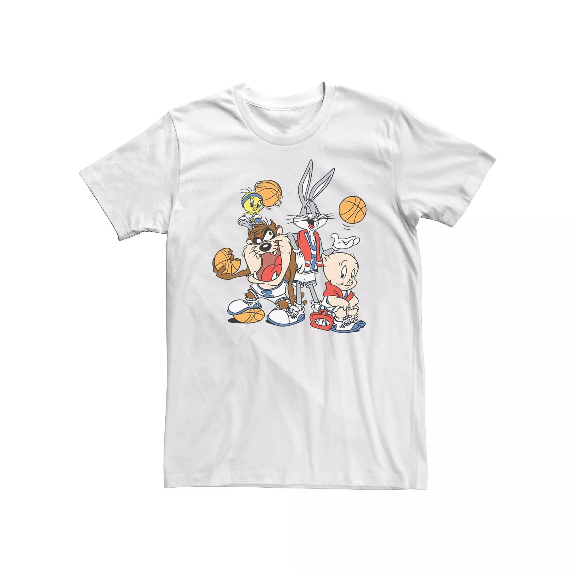 Big & Tall Looney Tunes Basketball Line up Tee, Men's, Size: 3XL, White Product Image