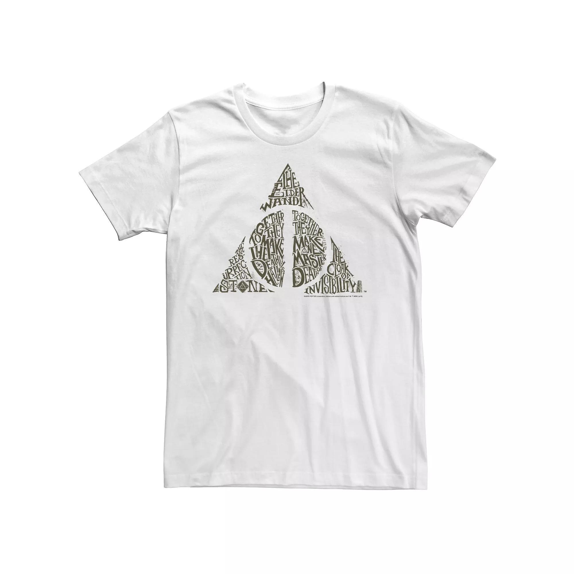 Big & Tall Harry Potter Deathly Hallows Symbol Text Fill Tee, Men's, Size: 4XL, White Product Image