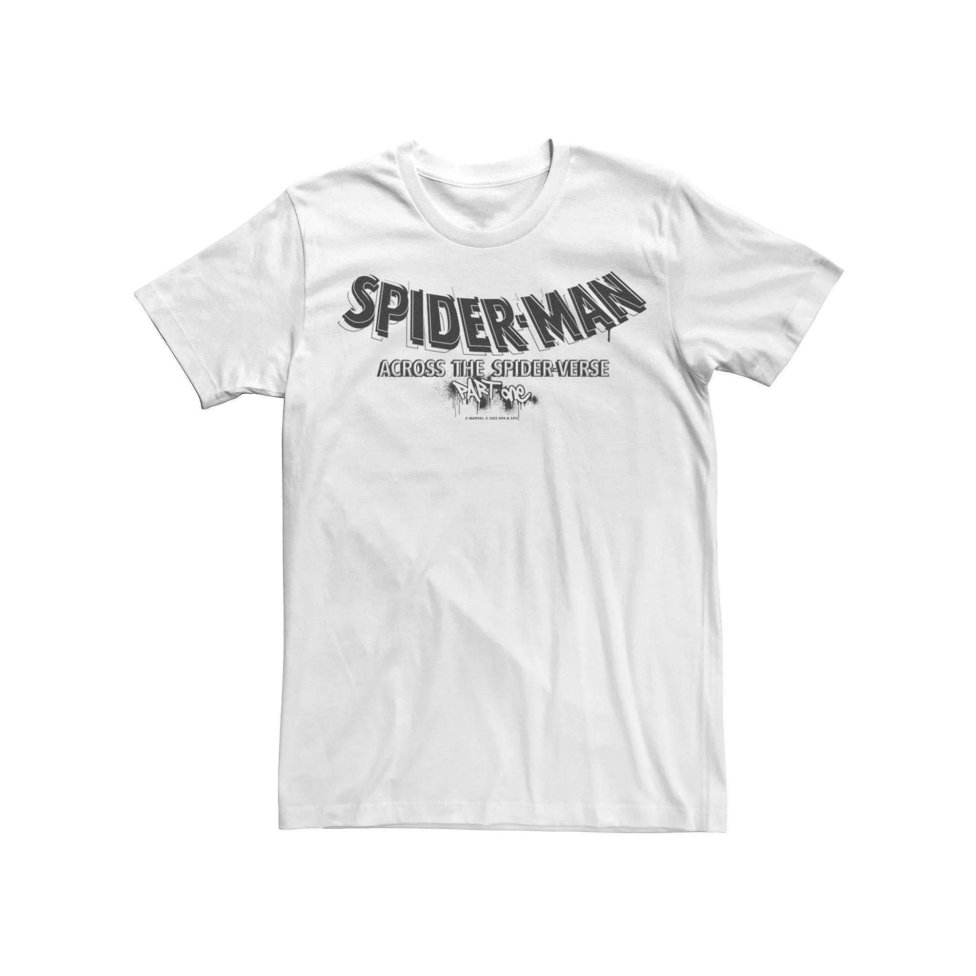 Men's Spider-Man: Across The Spider-Verse Part One Title Graphic Tee, Size: XS, White Product Image
