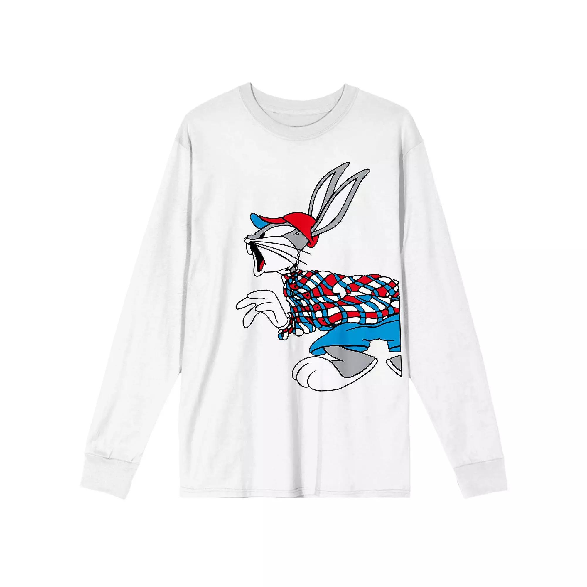 Men's Looney Tunes Bugs Bunny Long Sleeve Graphic Tee, Size: Small, White Product Image