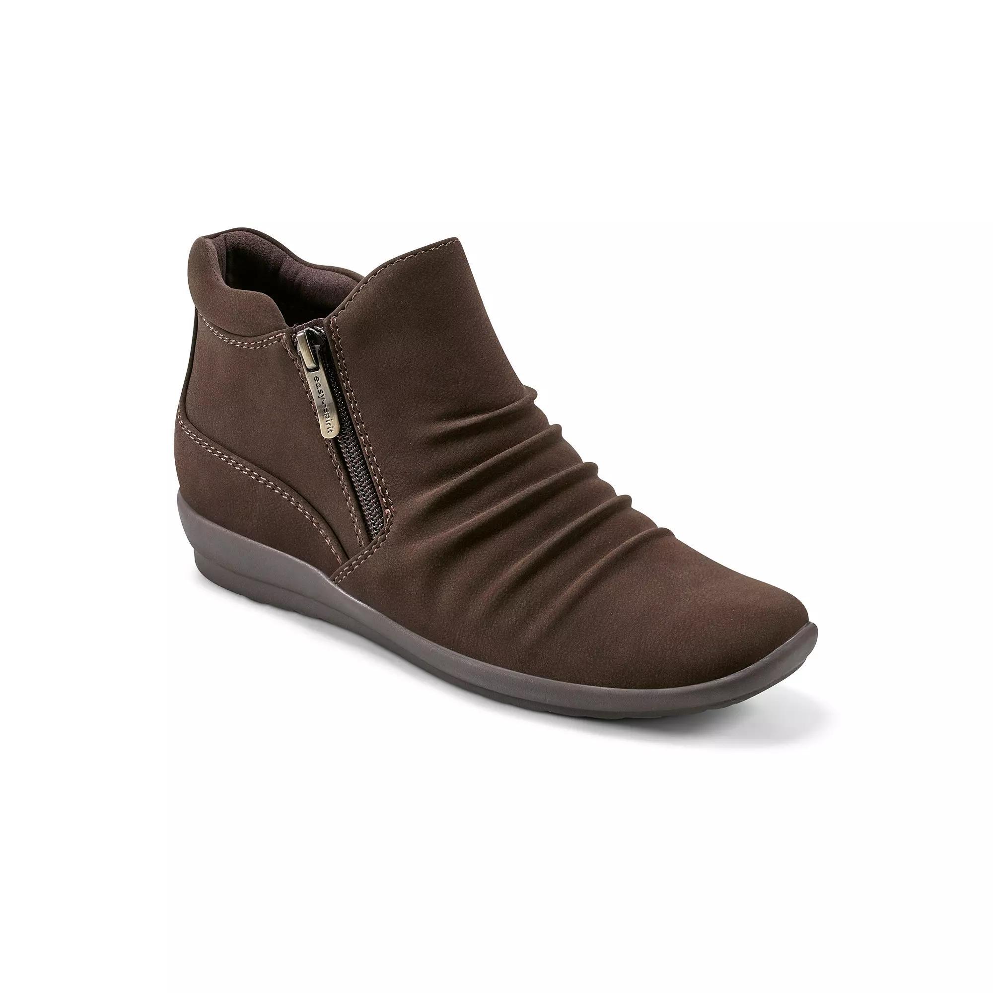 Easy Spirit Aleta Women's Ruched Wedge Booties, Size: 7 Wide, Dark Brown Product Image