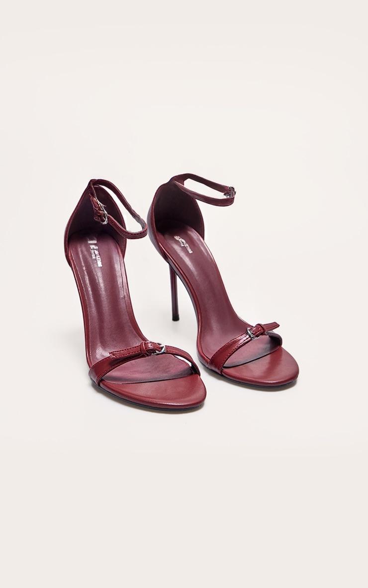Red PU Wide Fit Round Toe High Stiletto Heeled Sandals Product Image