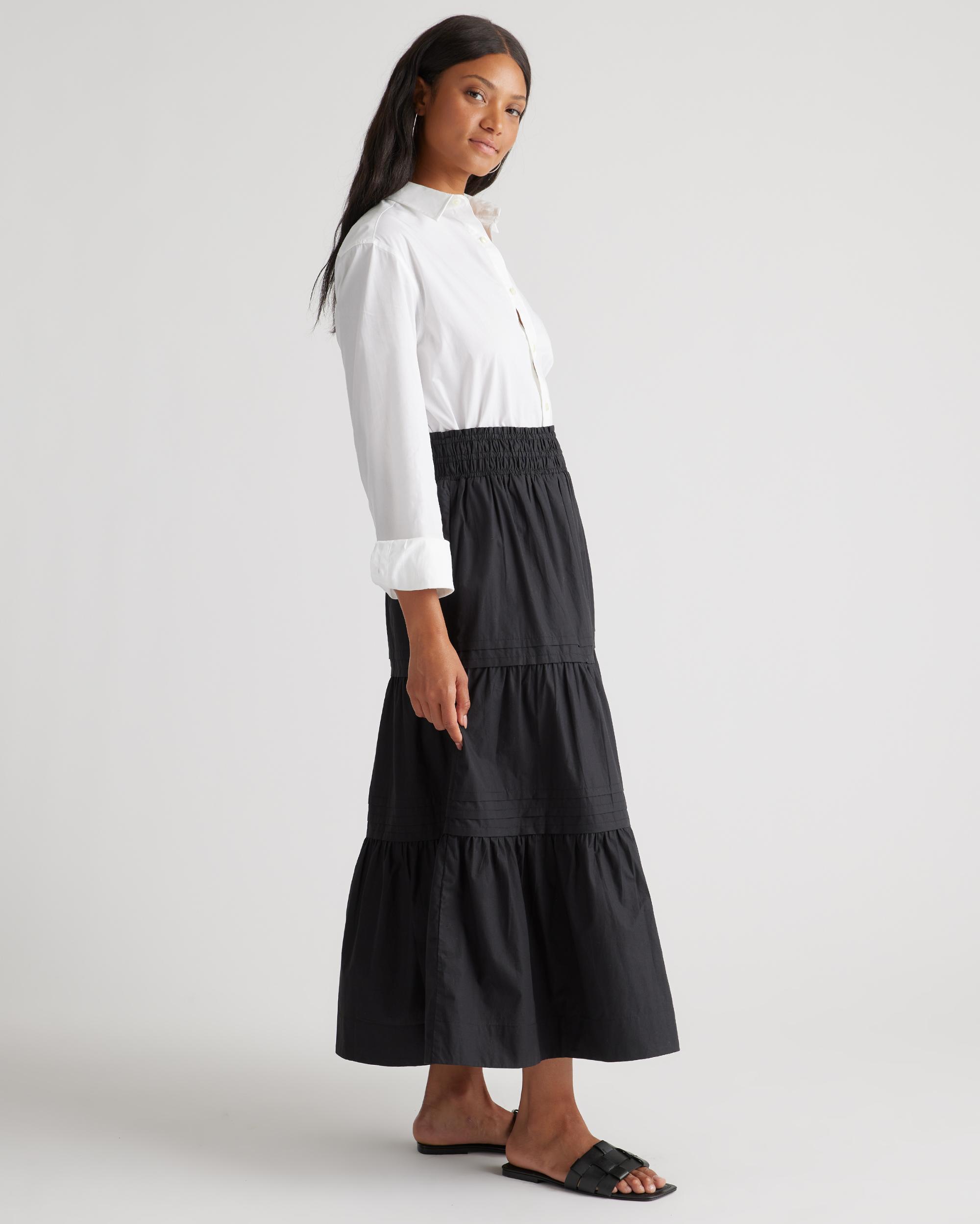 Quince | Women's Poplin Tiered Maxi Skirt Organic Cotton Product Image