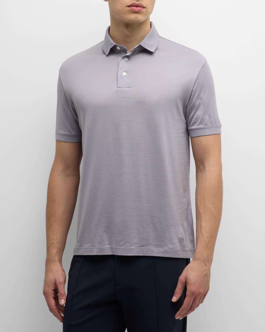 Mens Solid Jersey-Stretch Polo Shirt Product Image