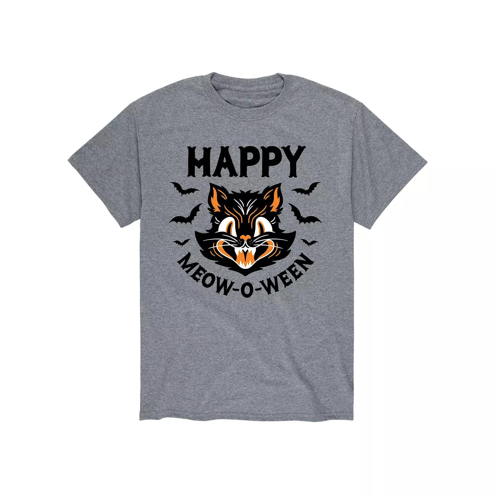 Men's Happy Meow-O-Ween Tee, Size: XXL, Gray Product Image