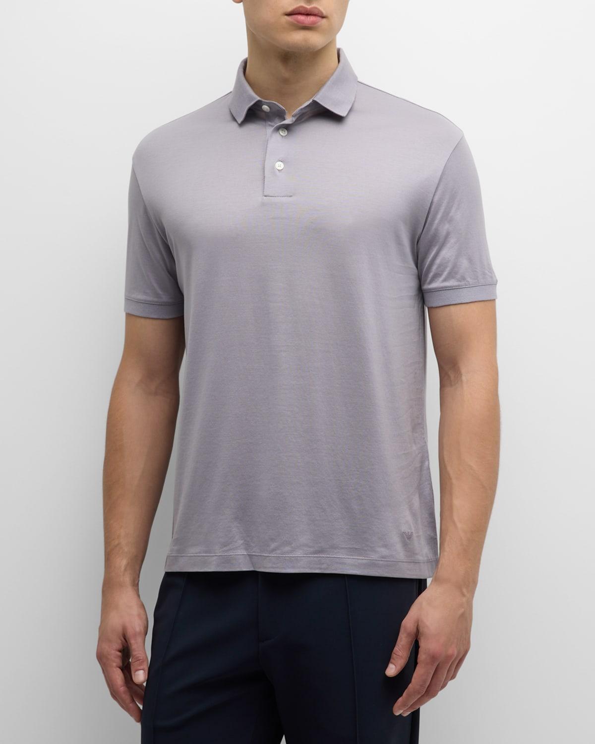 Mens Solid Jersey-Stretch Polo Shirt Product Image
