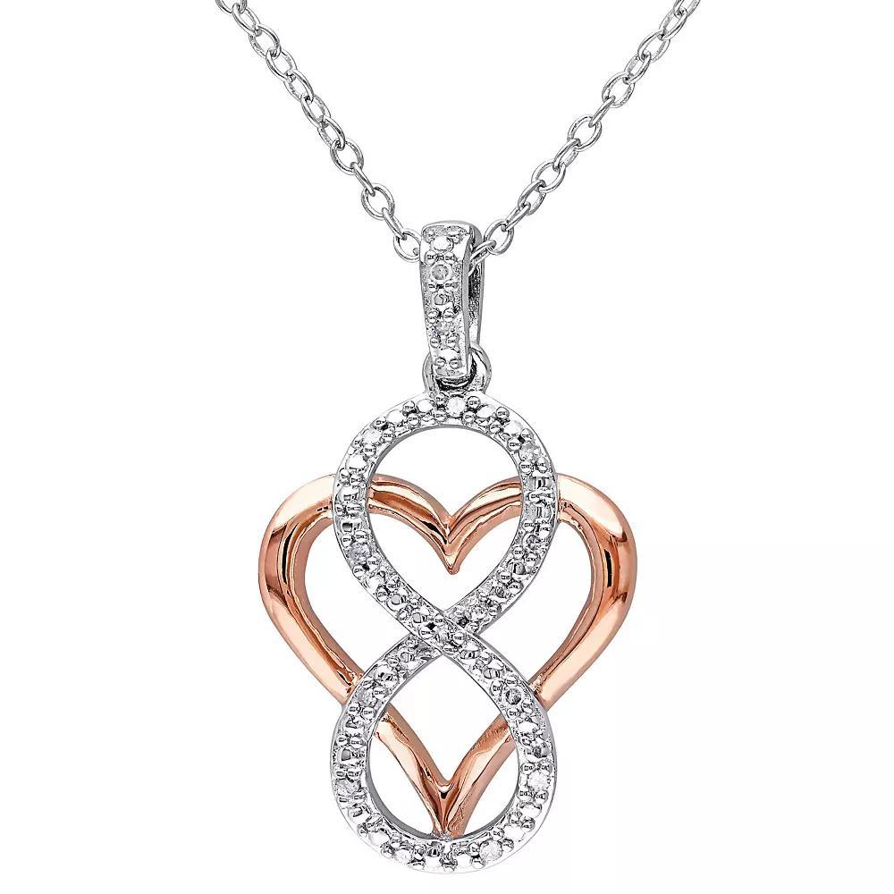 Stella Grace 2-Tone Silver Diamond Accent Infinity & Heart Pendant Necklace, Women's, Size: 18", Sterling Product Image