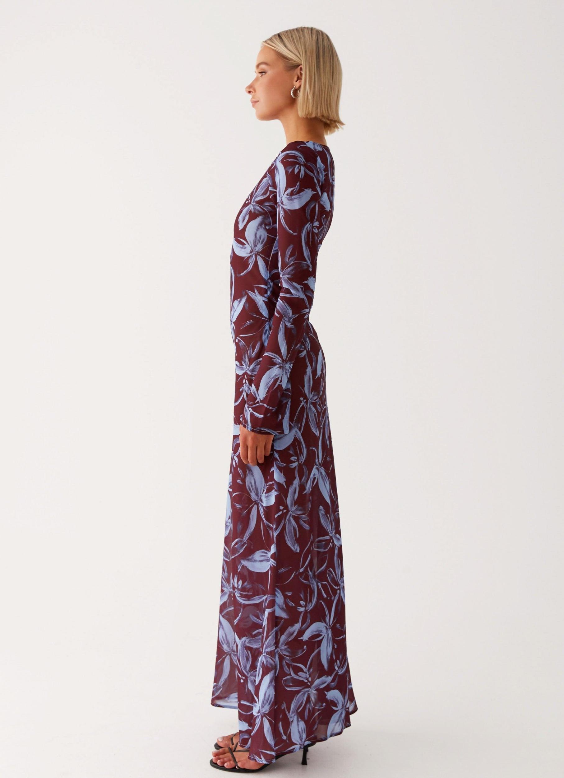 Lorde Maxi Dress - Brown Purple Floral Product Image