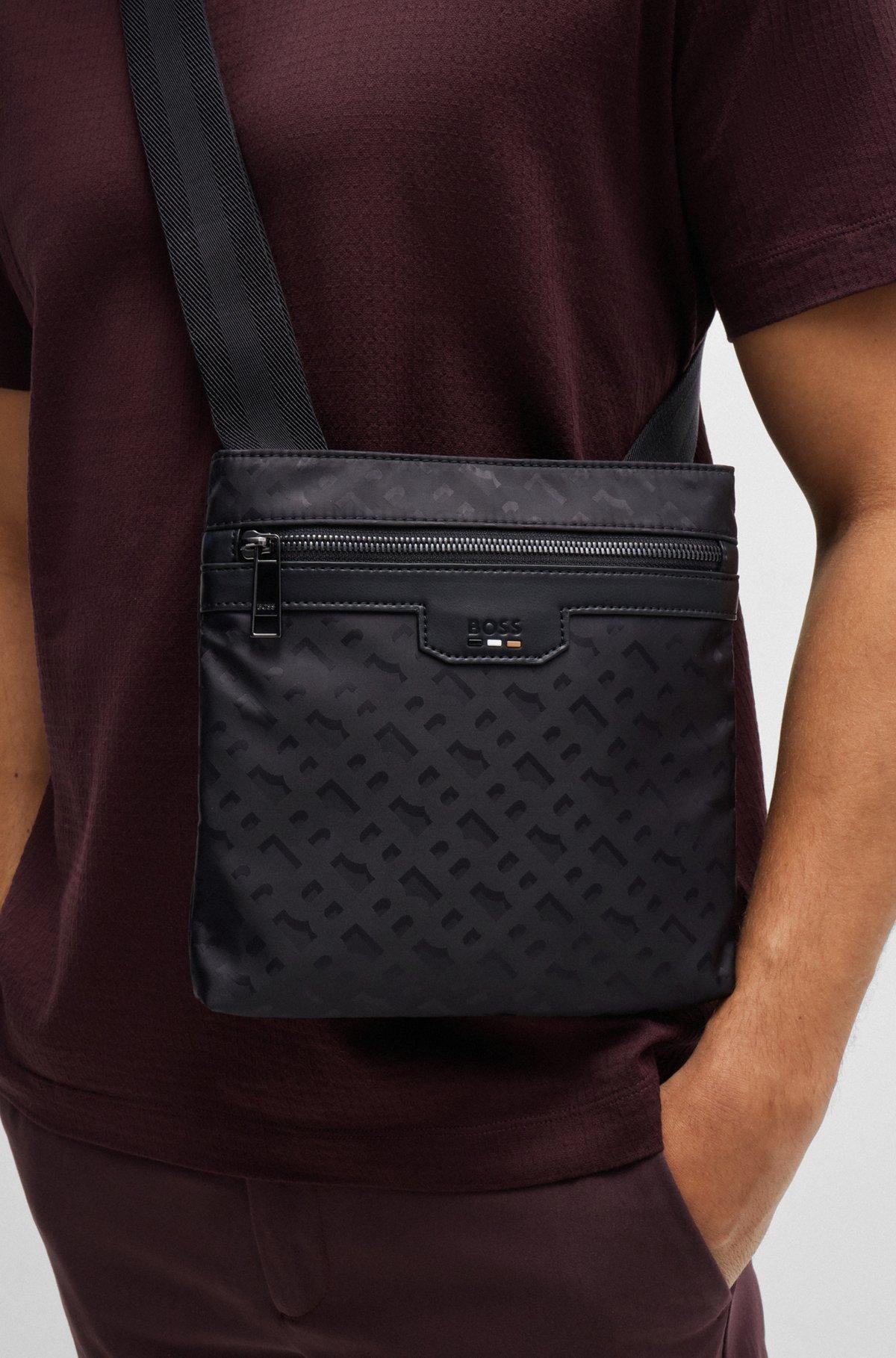 Monogram-jacquard envelope bag with signature stripe Product Image