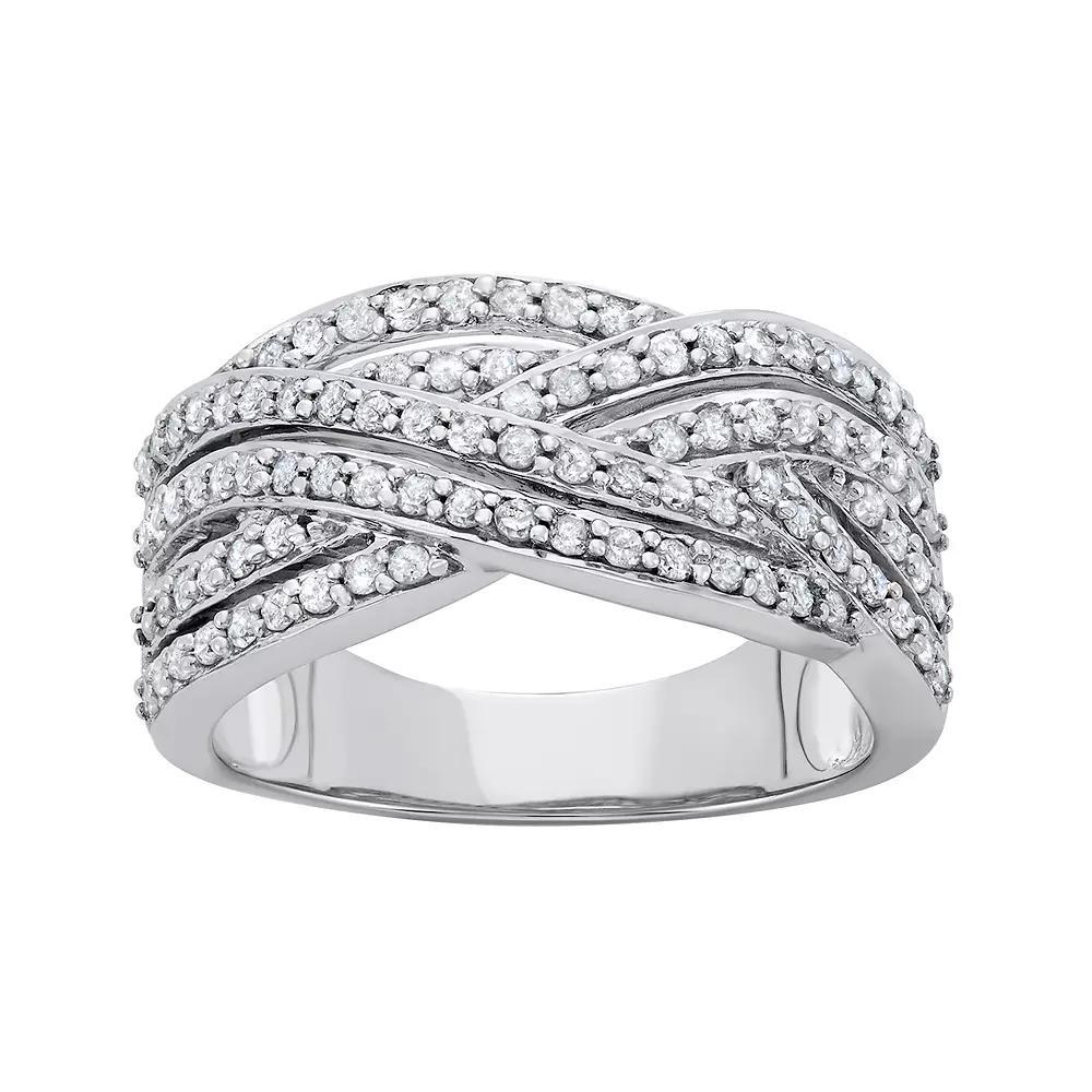 10k White Gold 3/4 Carat T.W. Diamond Band Ring, Women's, Size: 7 Product Image