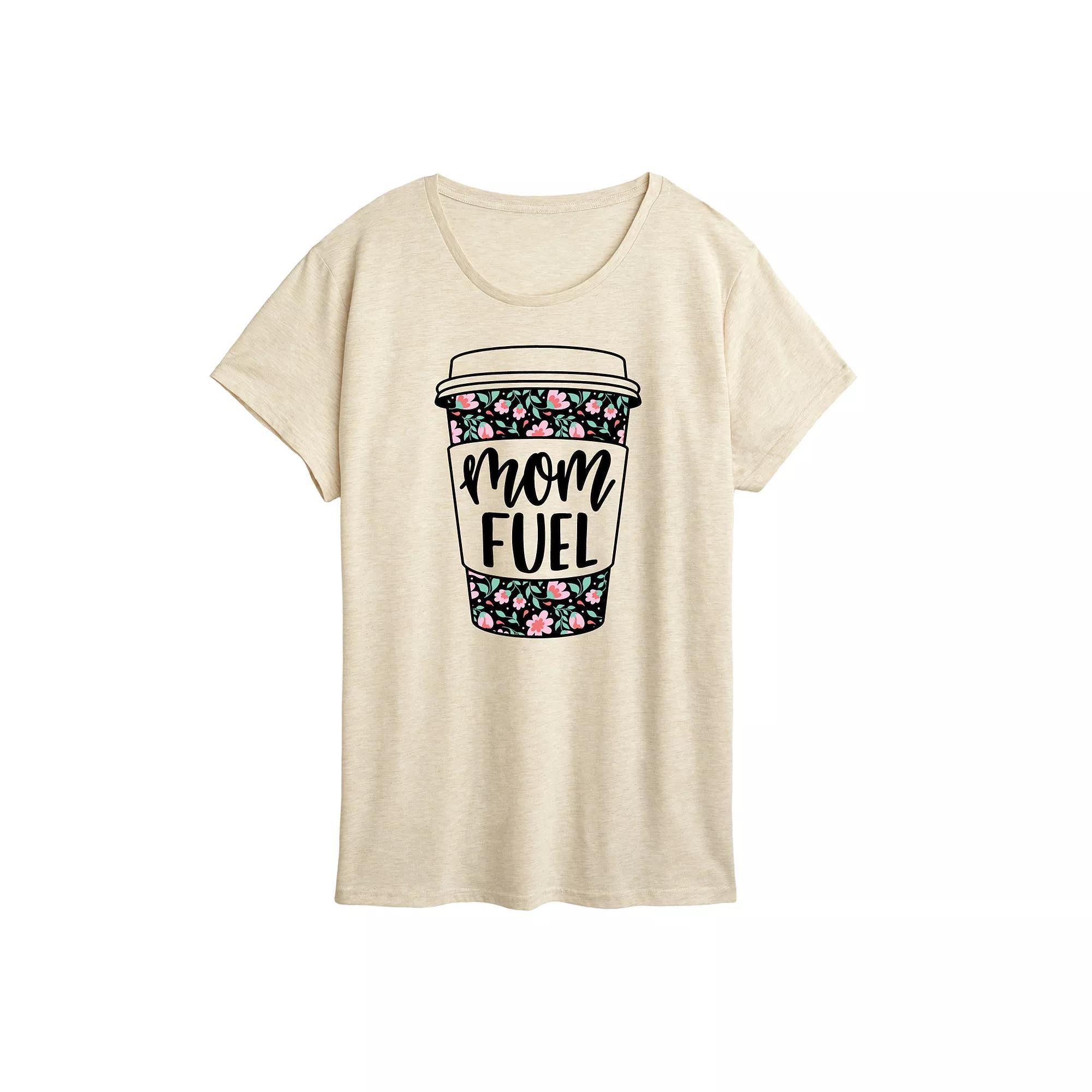 Womens Mom Fuel Floral Coffee Graphic Tee Product Image