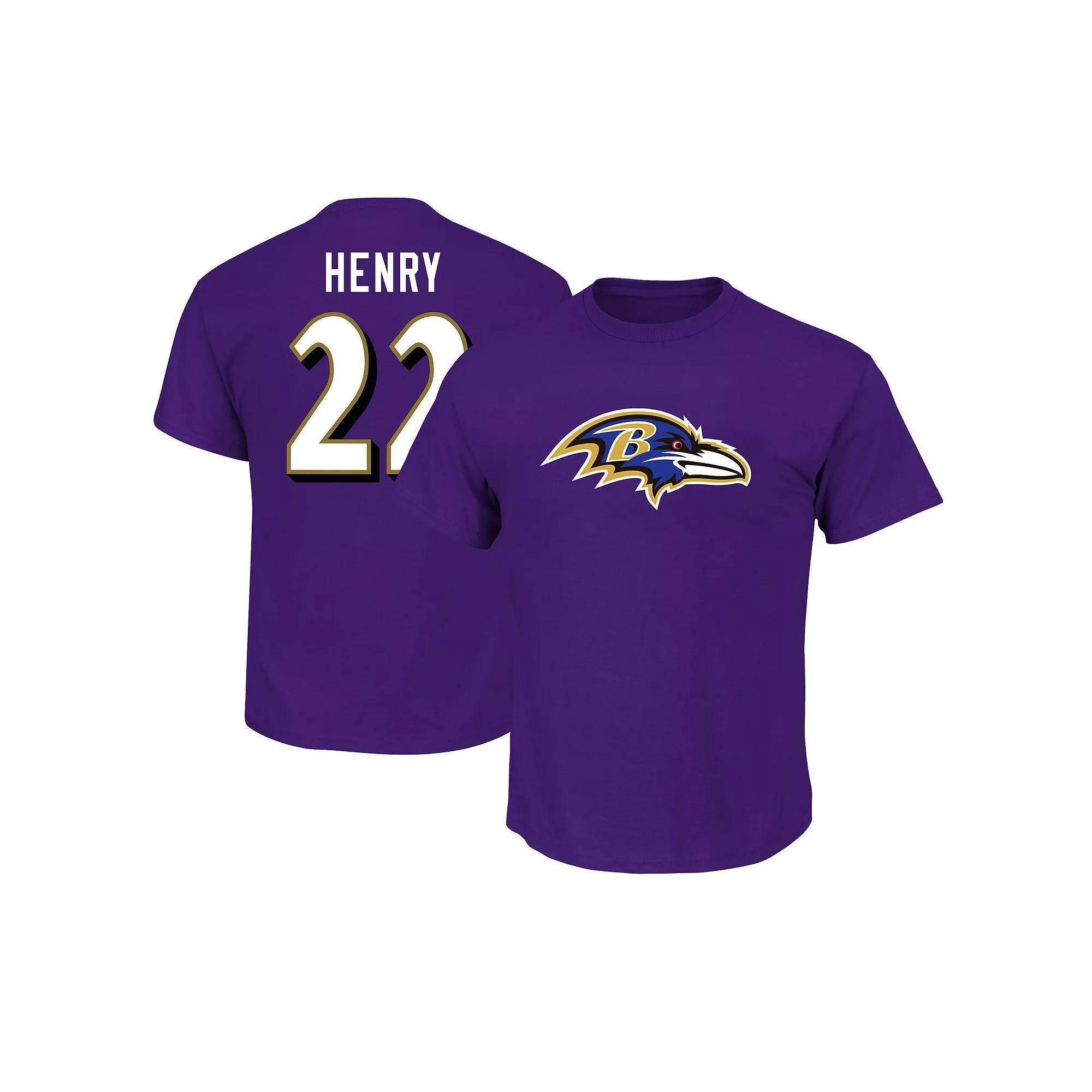 Men's Fanatics Derrick Henry Purple Baltimore Ravens Big & Tall Name & Number T-Shirt, Size: 5XB Product Image