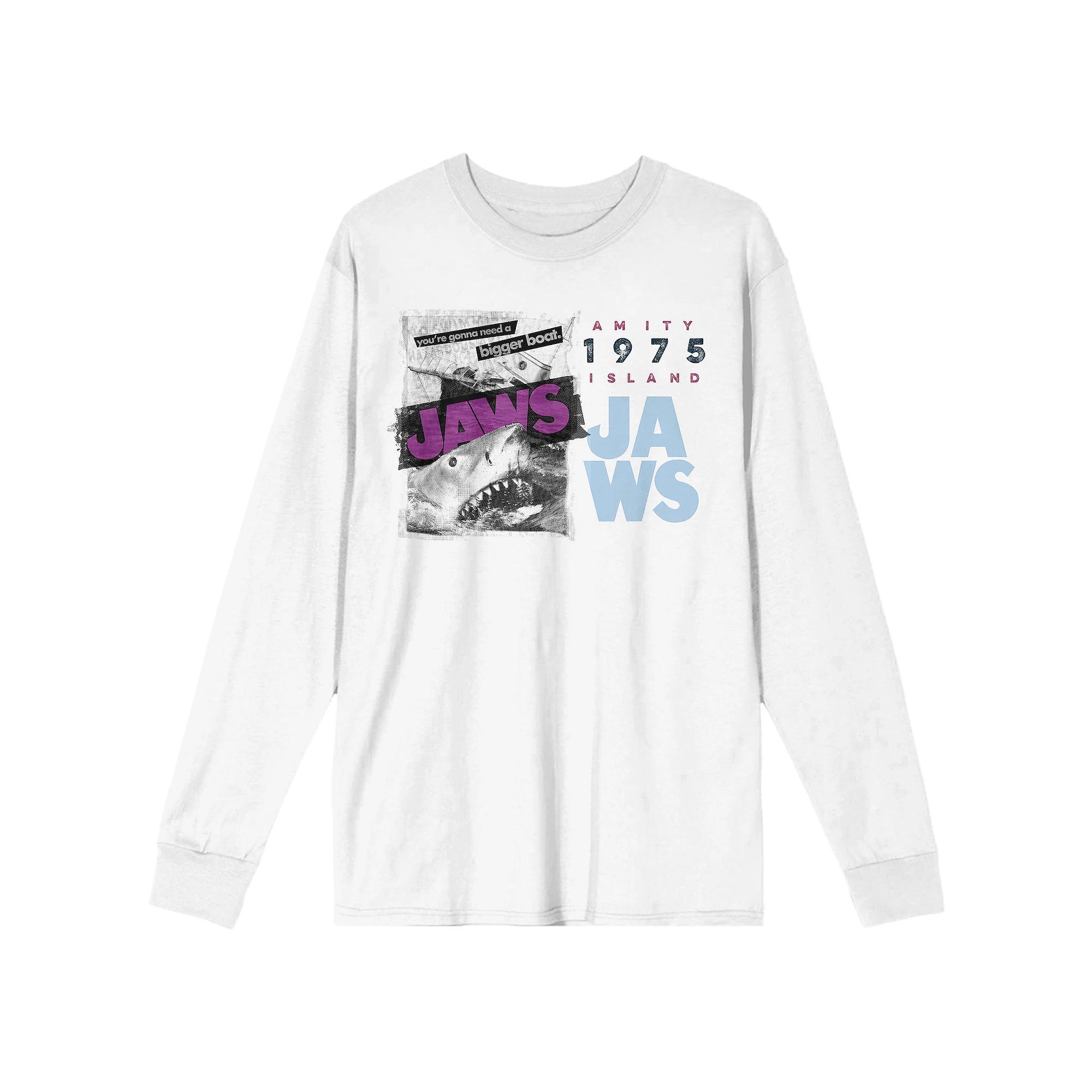 Men's Jaws Amity Island 1975 Long Sleeve Tee, Size: Large, White Product Image