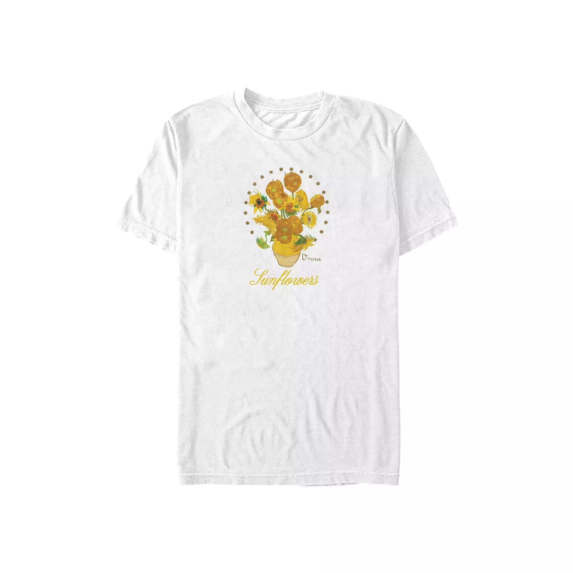 Big & Tall Vincent Van Gogh Sunflowers Poster Graphic Tee, Men's, Size: 4XL, White Product Image