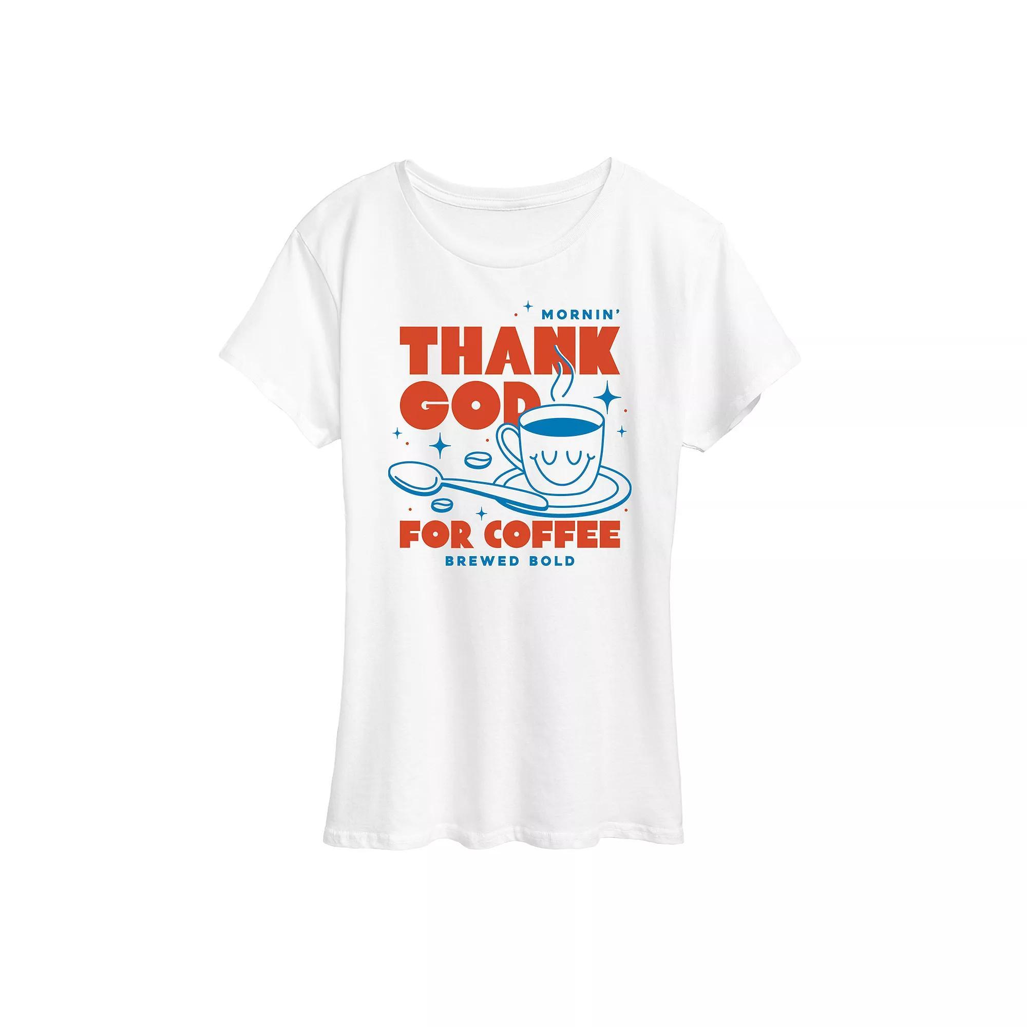 Womens Thank God for Coffee Graphic Tee Product Image