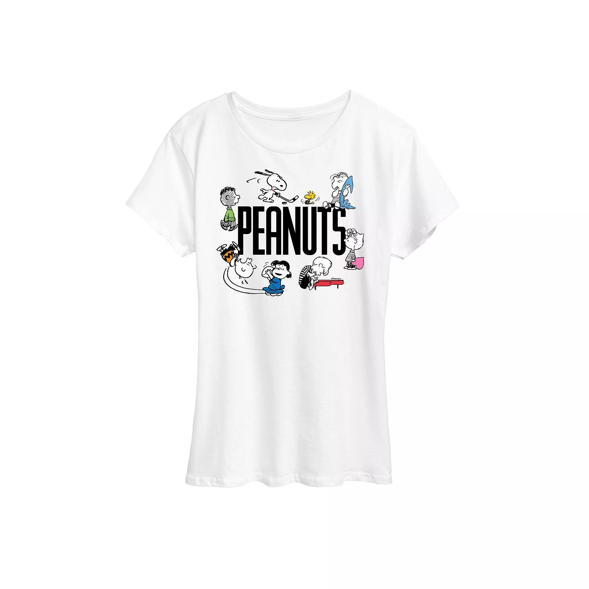 Womens Peanuts Group Logo Graphic Tee, Girls Grey Gray Product Image