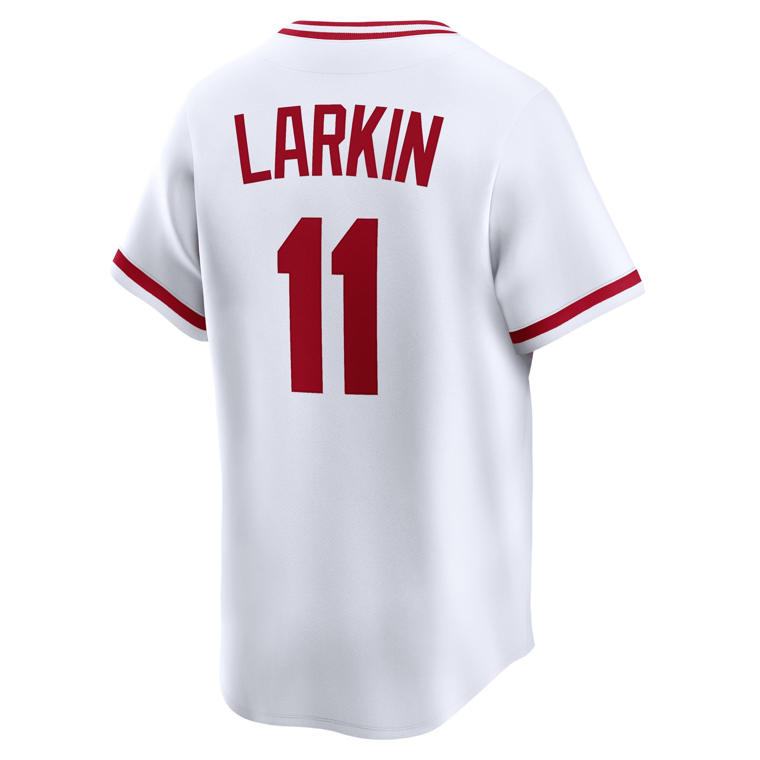 Men's Nike Barry Larkin White Cincinnati Reds Throwback Cooperstown Collection Limited Jersey, Size: XL, Red White Product Image