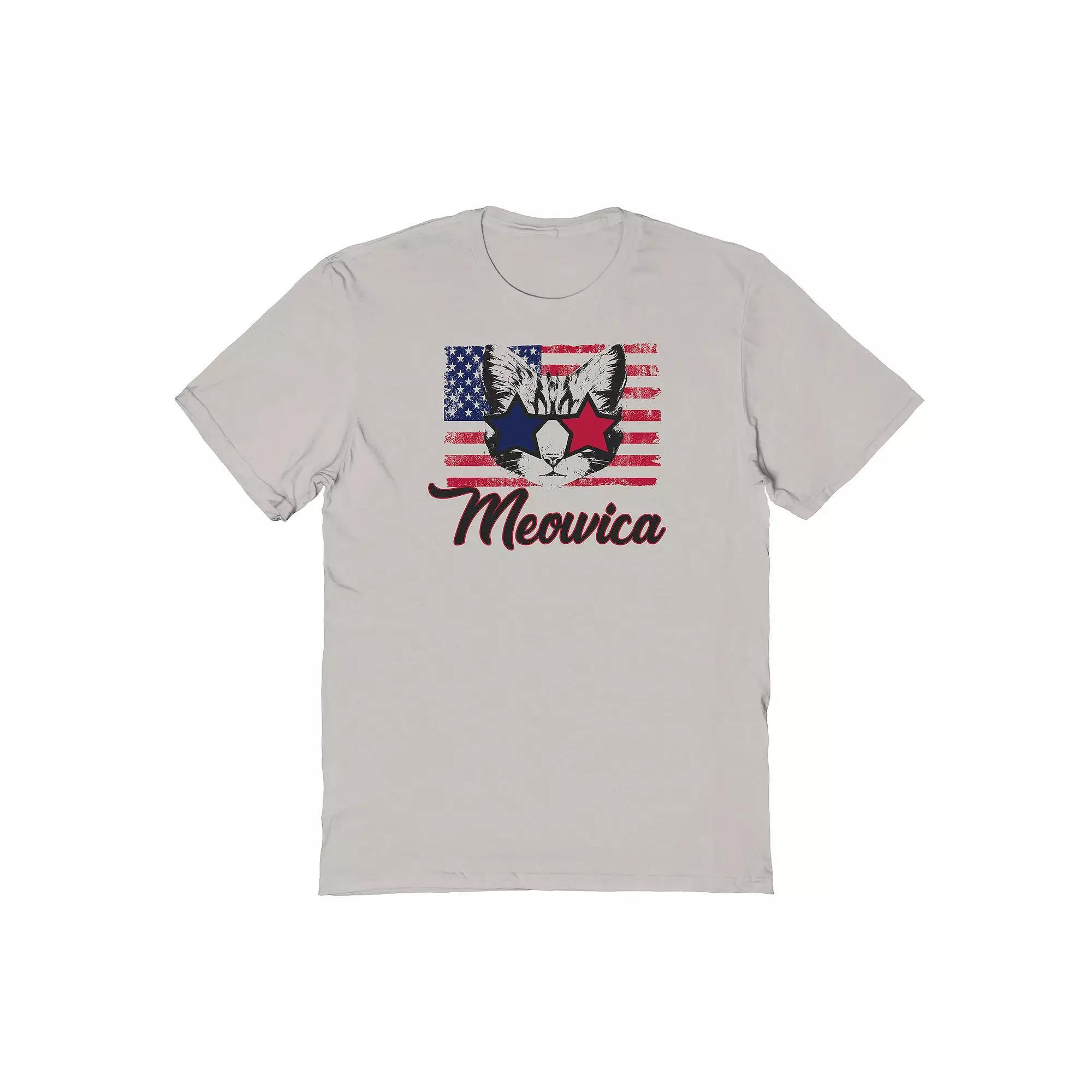 Men's COLAB89 by Threadless Meowica Stars Graphic Tee, Size: Small, Ice Gray Product Image
