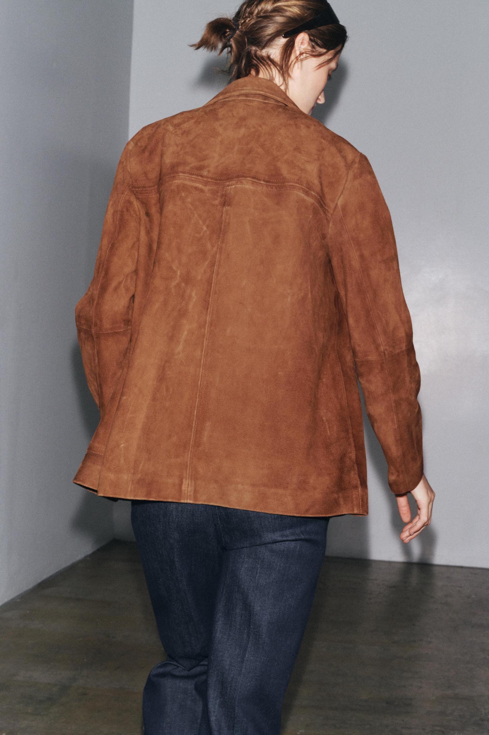 100% SUEDE OVERSIZE BLAZER ZW COLLECTION LIMITED EDITION Product Image