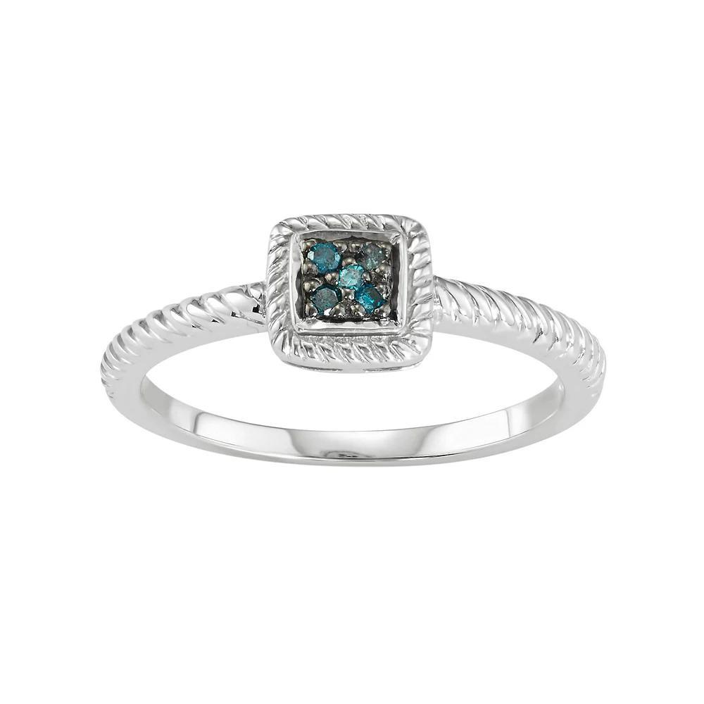 Sterling Silver Blue Diamond Accent Twist Halo Ring, Women's, Size: 5 Product Image