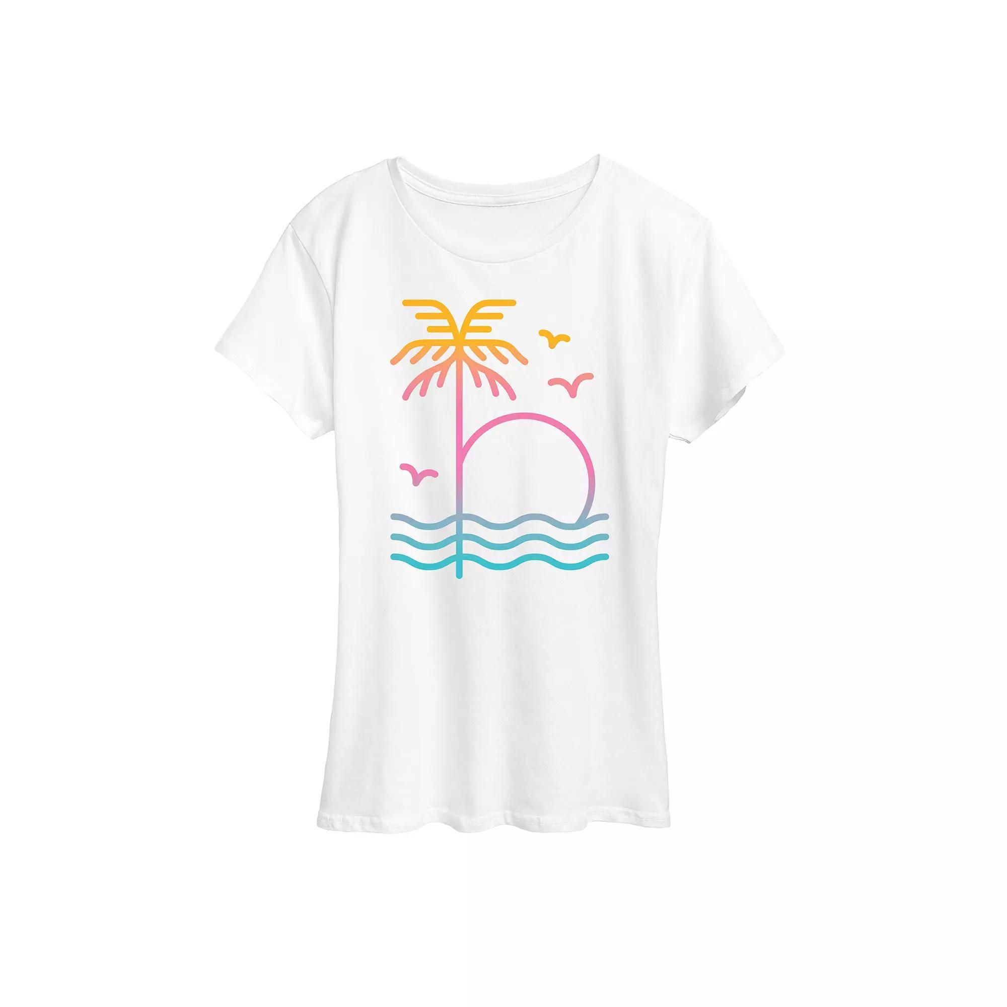 Womens Palm Sunset Ombre Graphic Tee Product Image