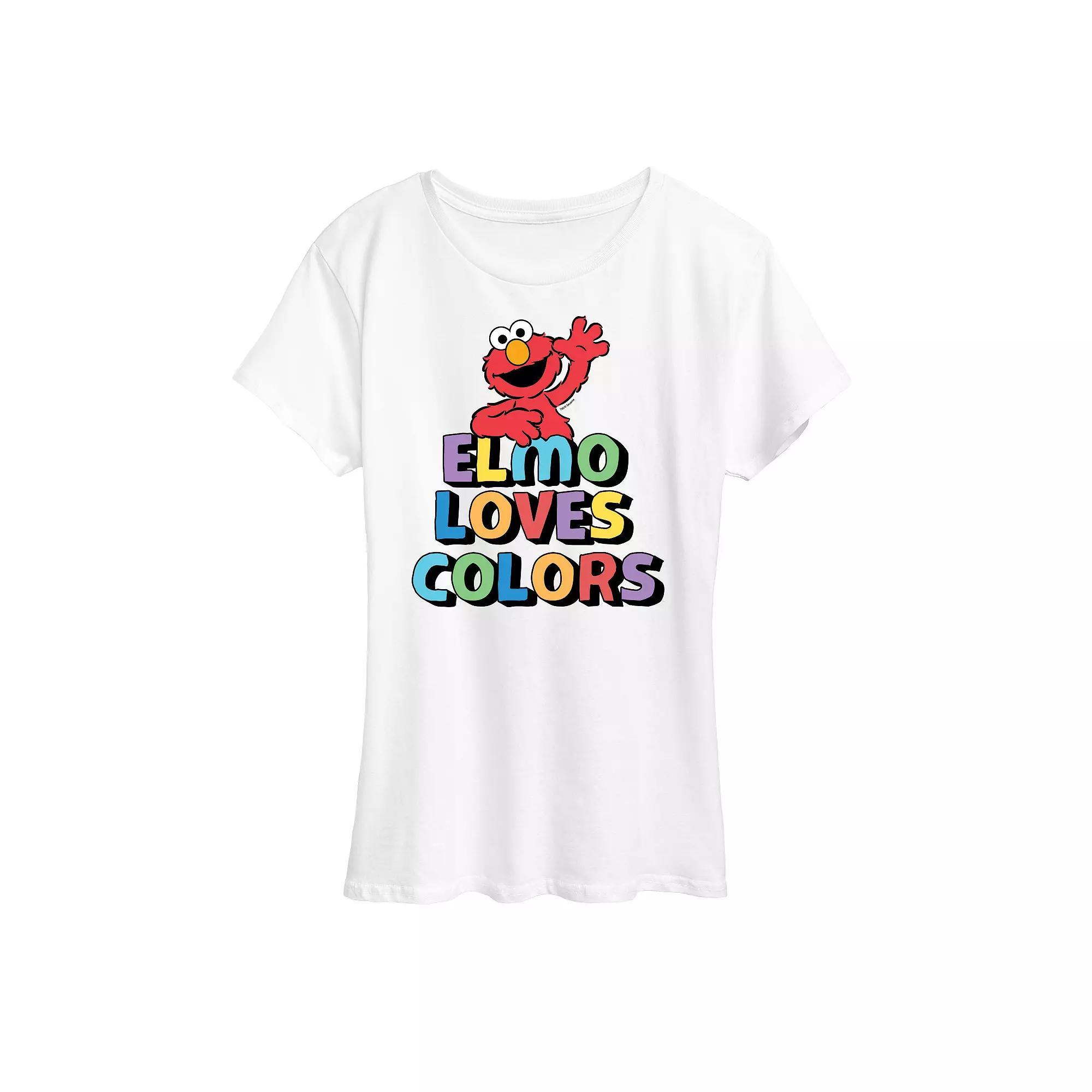 Womens Sesame Street Elmo Colors Graphic Tee, Girls Grey Gray Product Image