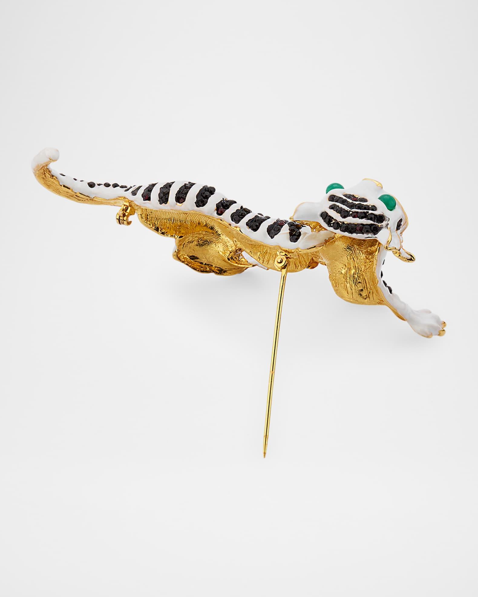Chrysoprase Eyes Crystal Striped Tiger Brooch Product Image