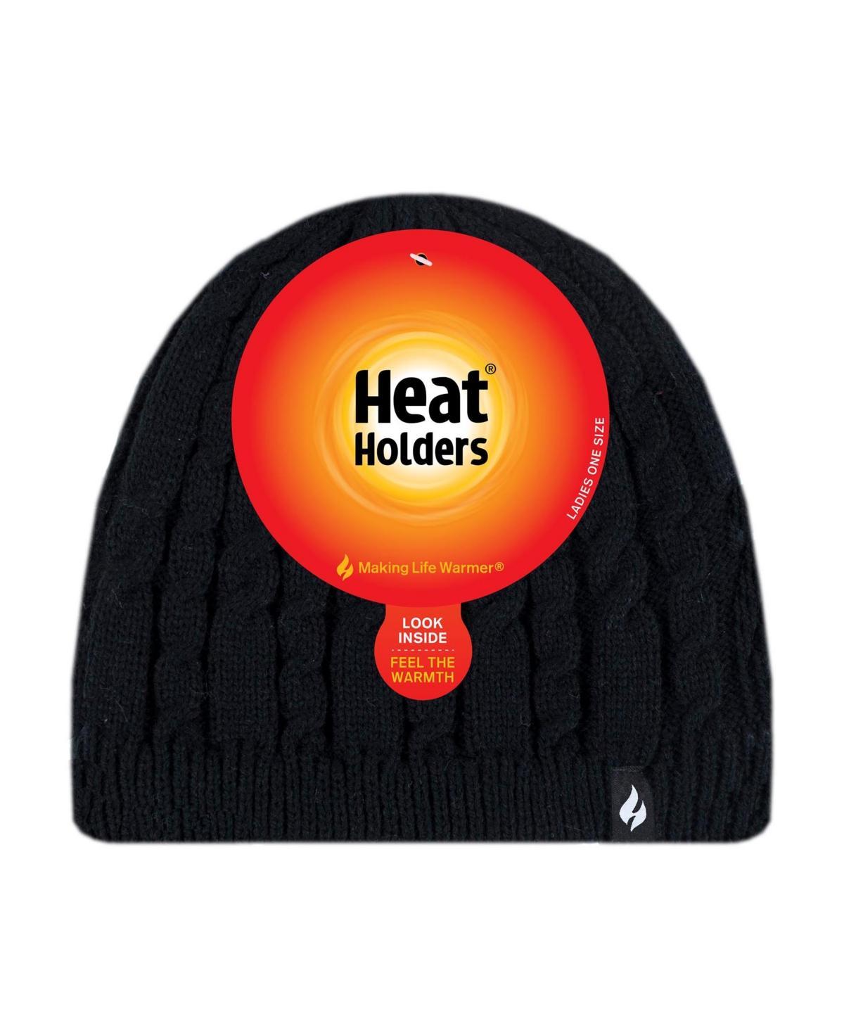 Women's Heat Holders Heatweaver Lined Cable Knit Beanie, Blue Product Image