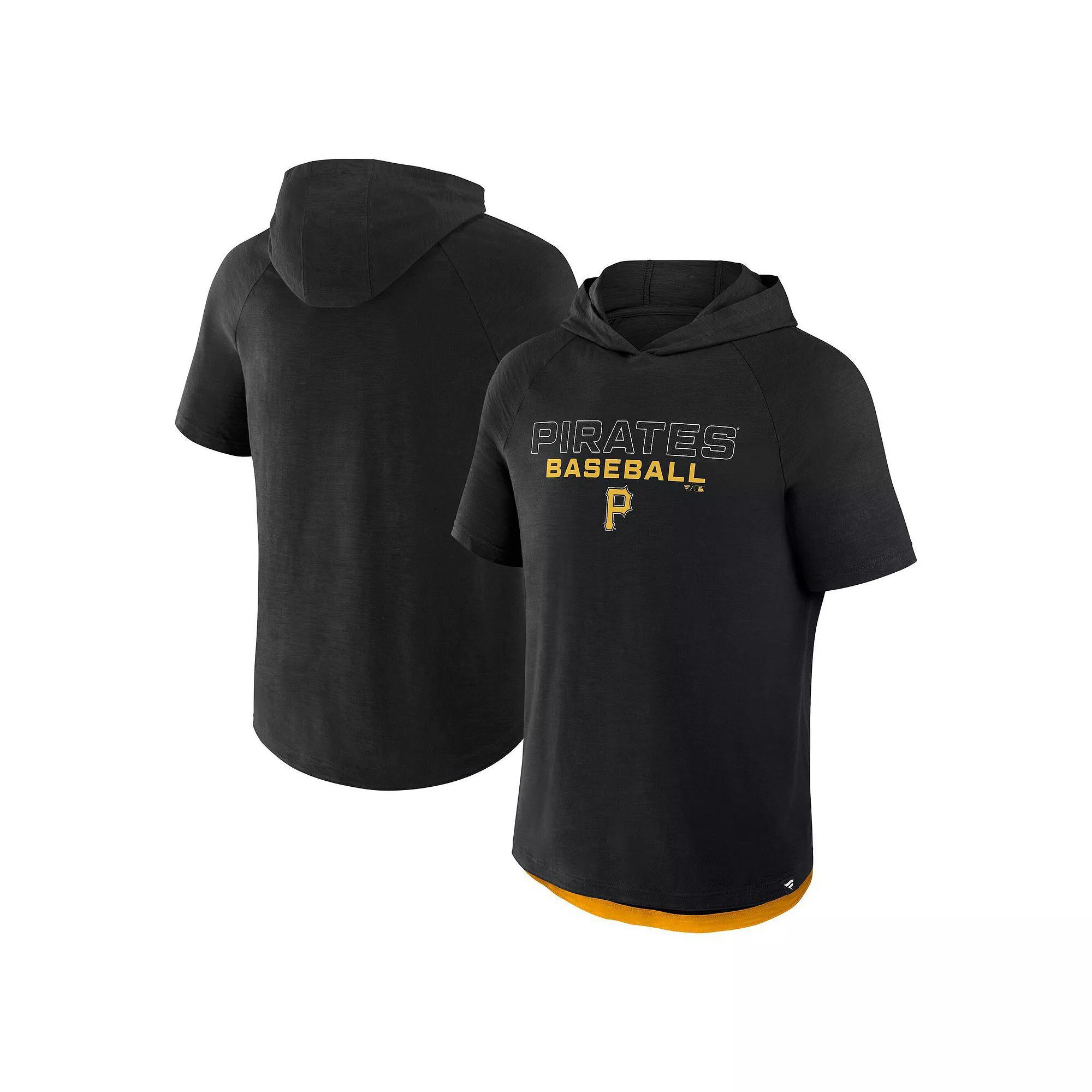 Men's Fanatics Black Pittsburgh Pirates Clubhouse Optimal Play Raglan Short Sleeve Pullover Hoodie, Size: XL Product Image