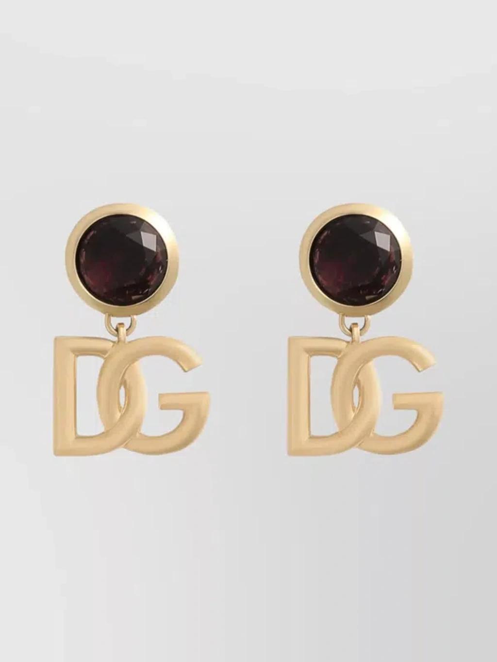 DOLCE & GABBANA Logo-plaque Earrings In Gold Product Image