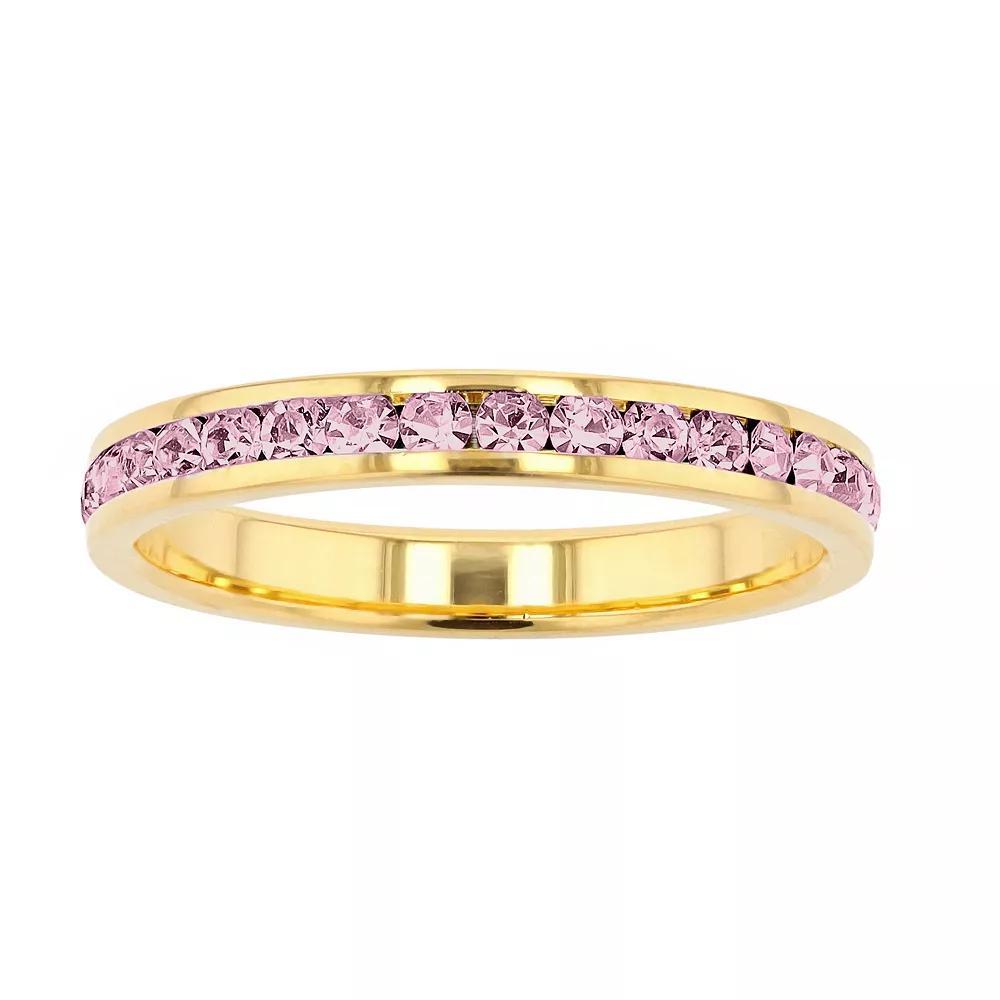 Traditions Jewelry Company 18k Gold Over Silver Birthstone Crystal Eternity Ring, Womens 18k Gold Plated Feb Product Image