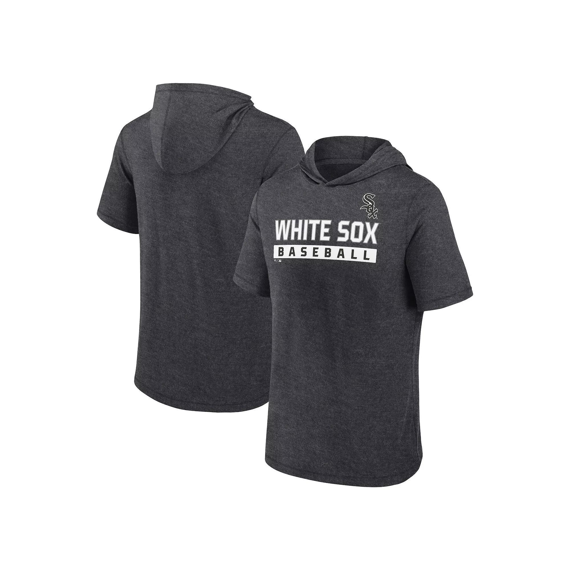 Men's Fanatics Heather Charcoal Chicago White Sox Push Short Sleeve Pullover Hoodie, Size: 4XL Product Image