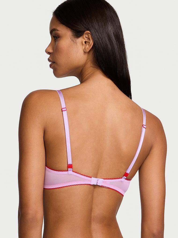 Tease Mesh Lace-Trim High-Leg Thong Panty Product Image