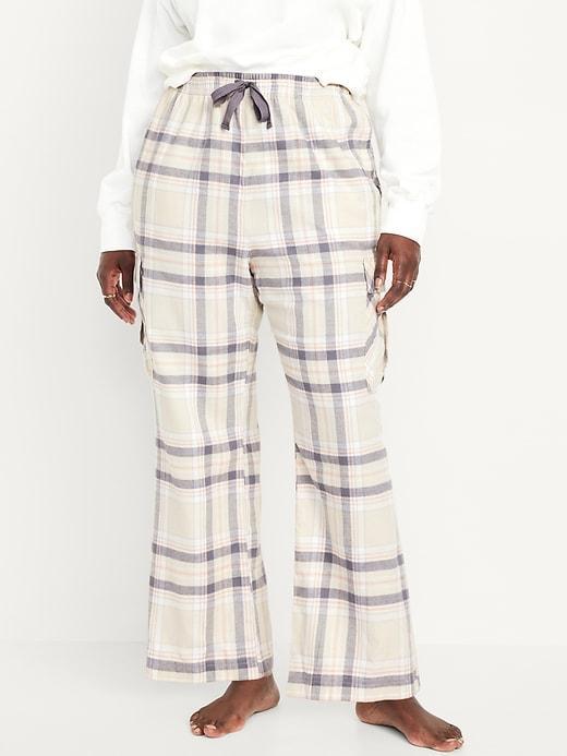High-Waisted Flannel Cargo Pants Product Image