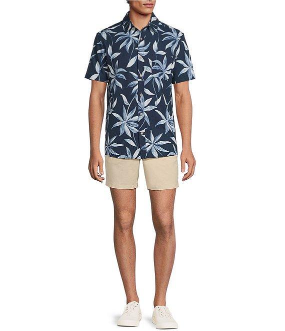 Rowm Big & Tall Performance Rec + Relax Short Sleeve Large Leaf Print Seersucker Shirt Product Image