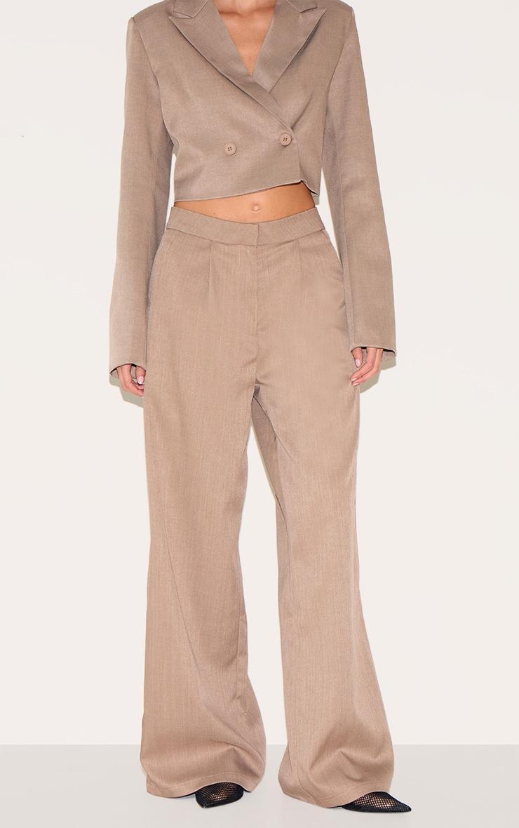  Mushroom Tailored Woven Wide Leg Pants Product Image