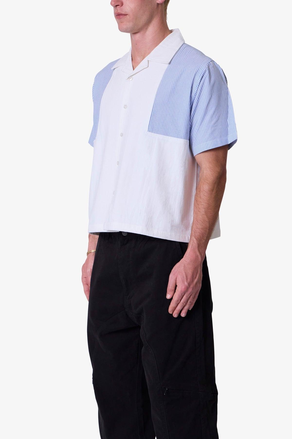 Mixed S/S Button Up Shirt - Blue/White Product Image