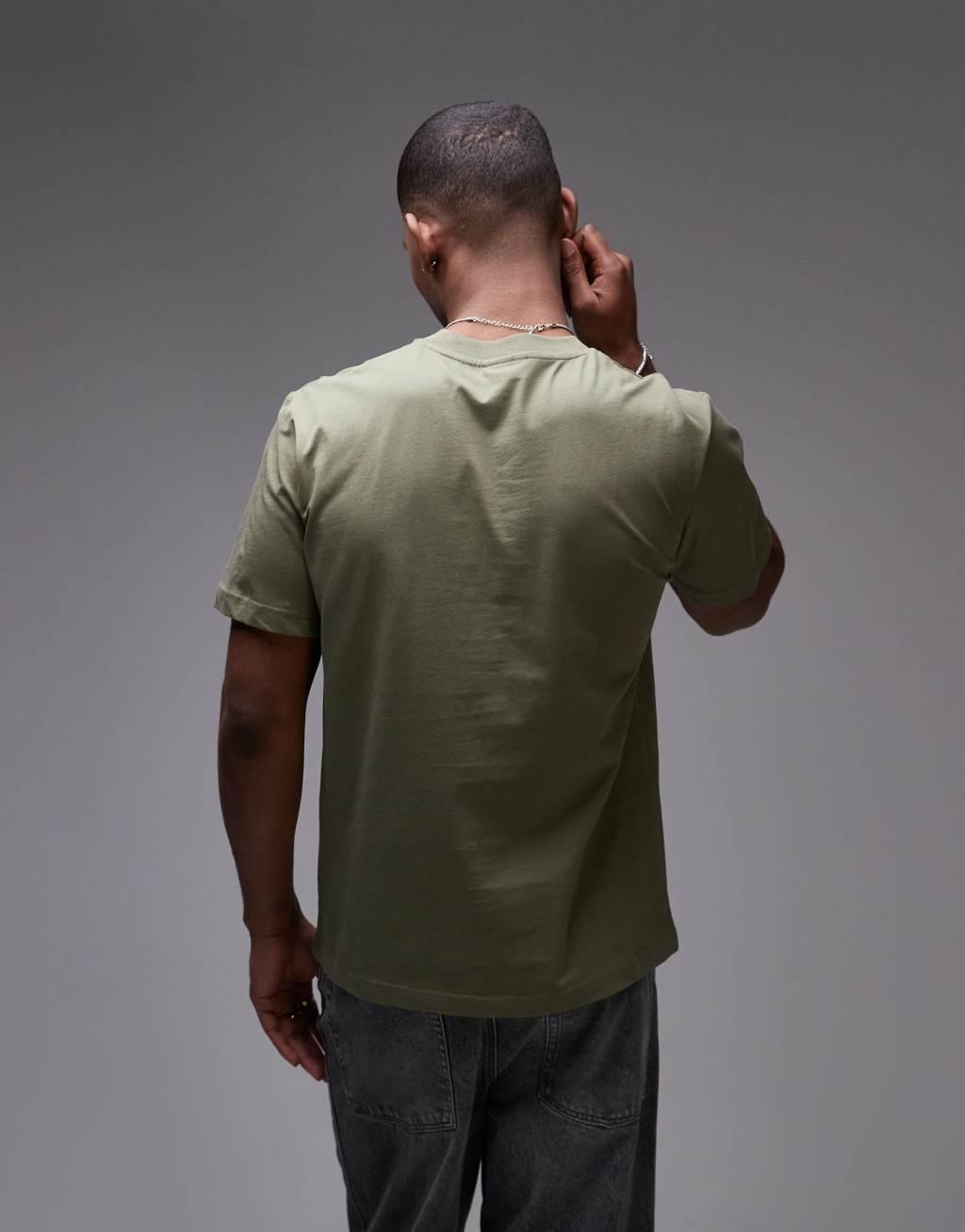 Lacoste midweight boxy fit t-shirt in khaki Product Image